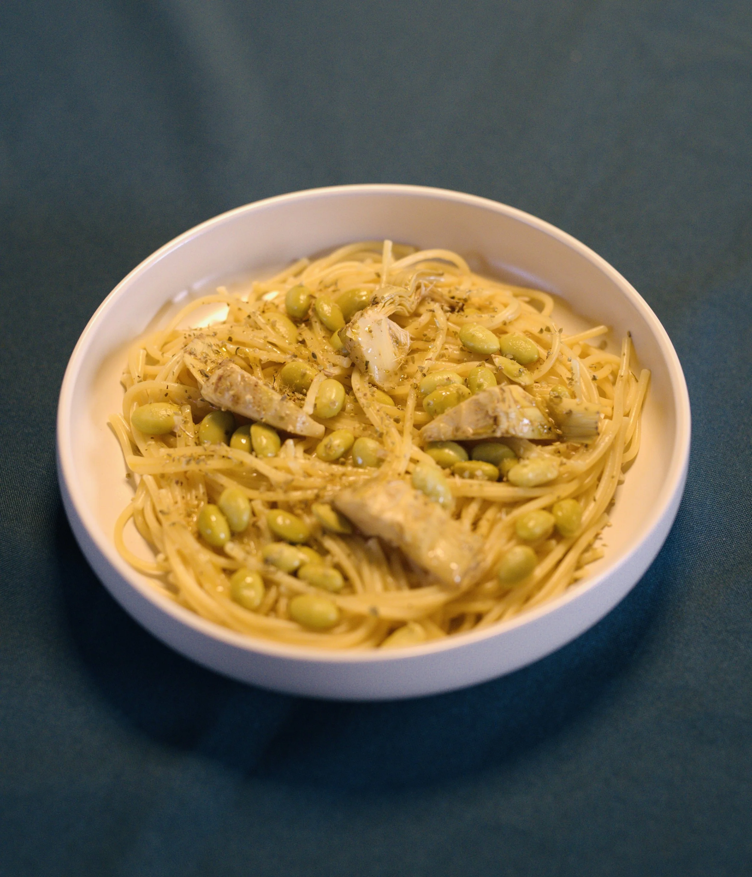 Spaguettis artichauts &amp; fèves