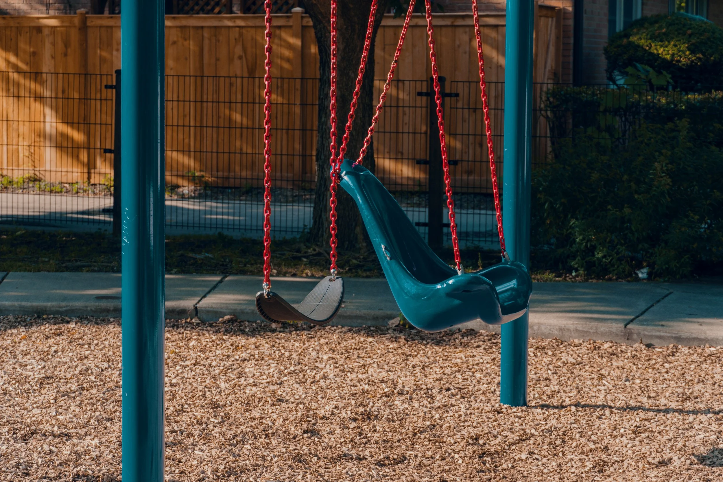 Empty swing playground