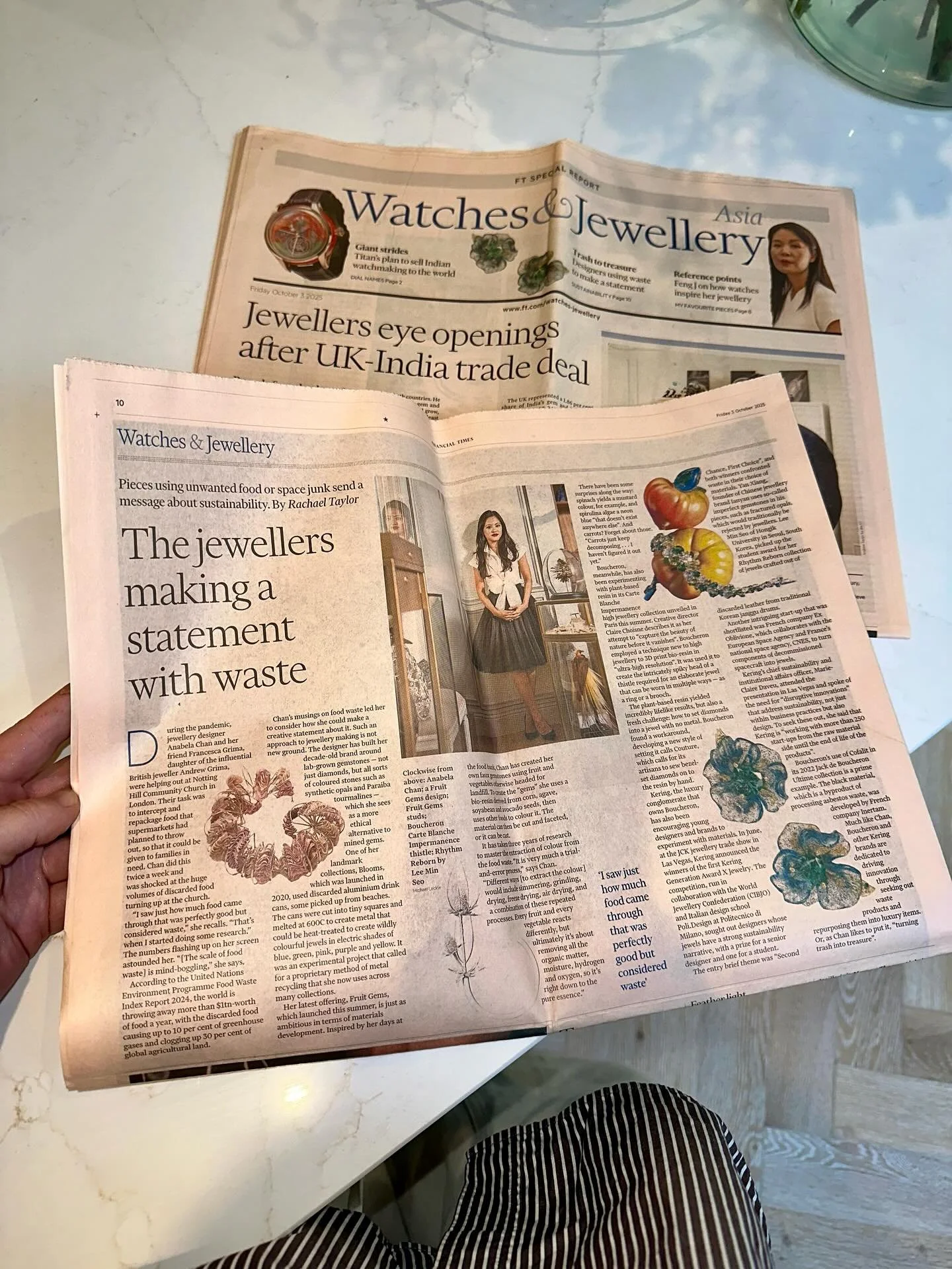Turning trash into treasure 🍅 Had the pleasure of writing about the very clever @anabelachan&rsquo;s &lsquo;gems&rsquo; made from food waste for the @financialtimes, and some other cool sustainably minded designs such as @boucheron&rsquo;s bio-resin