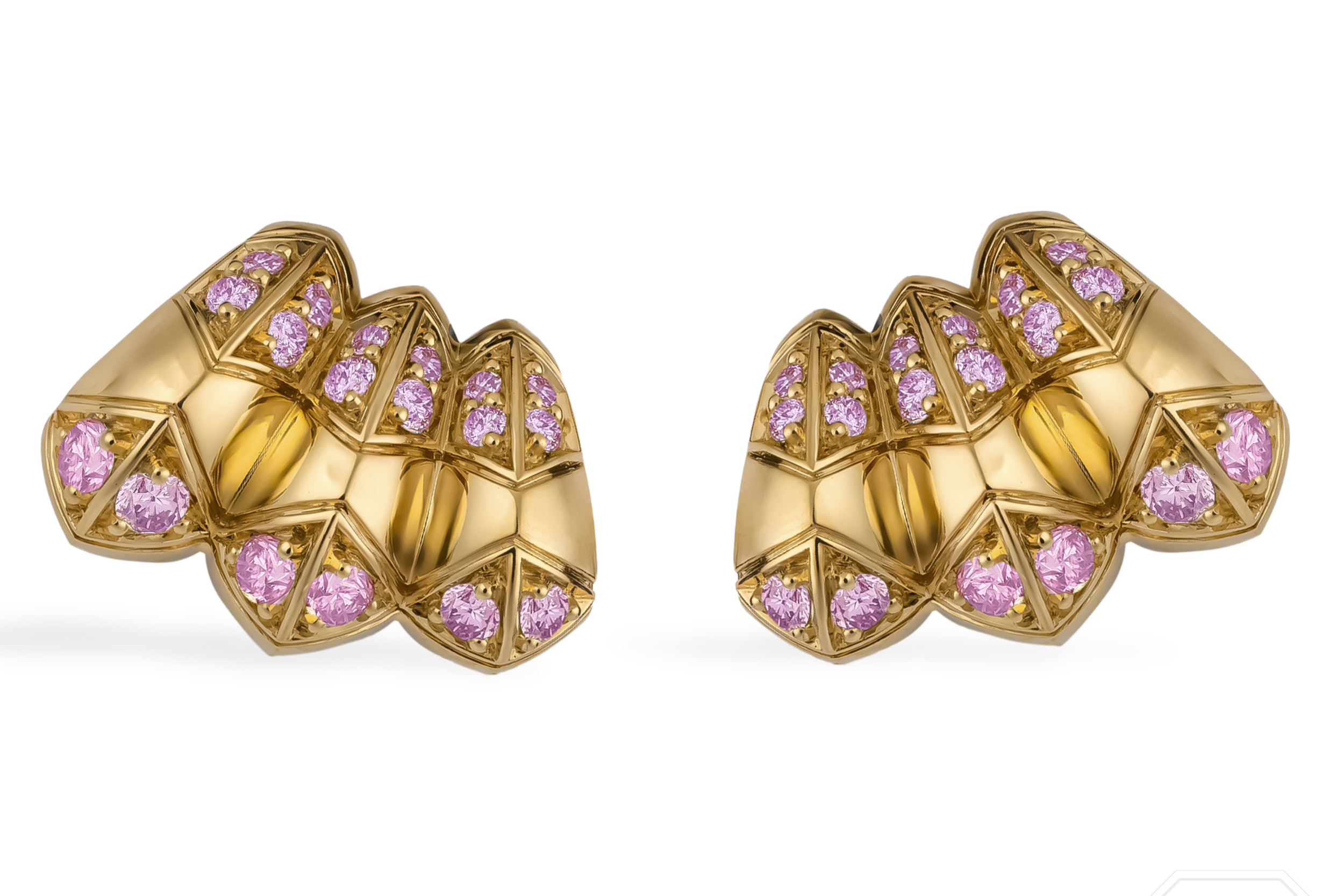  Pragnell Origins pink diamond cuff Eerrings in 18-carat yellow gold. 