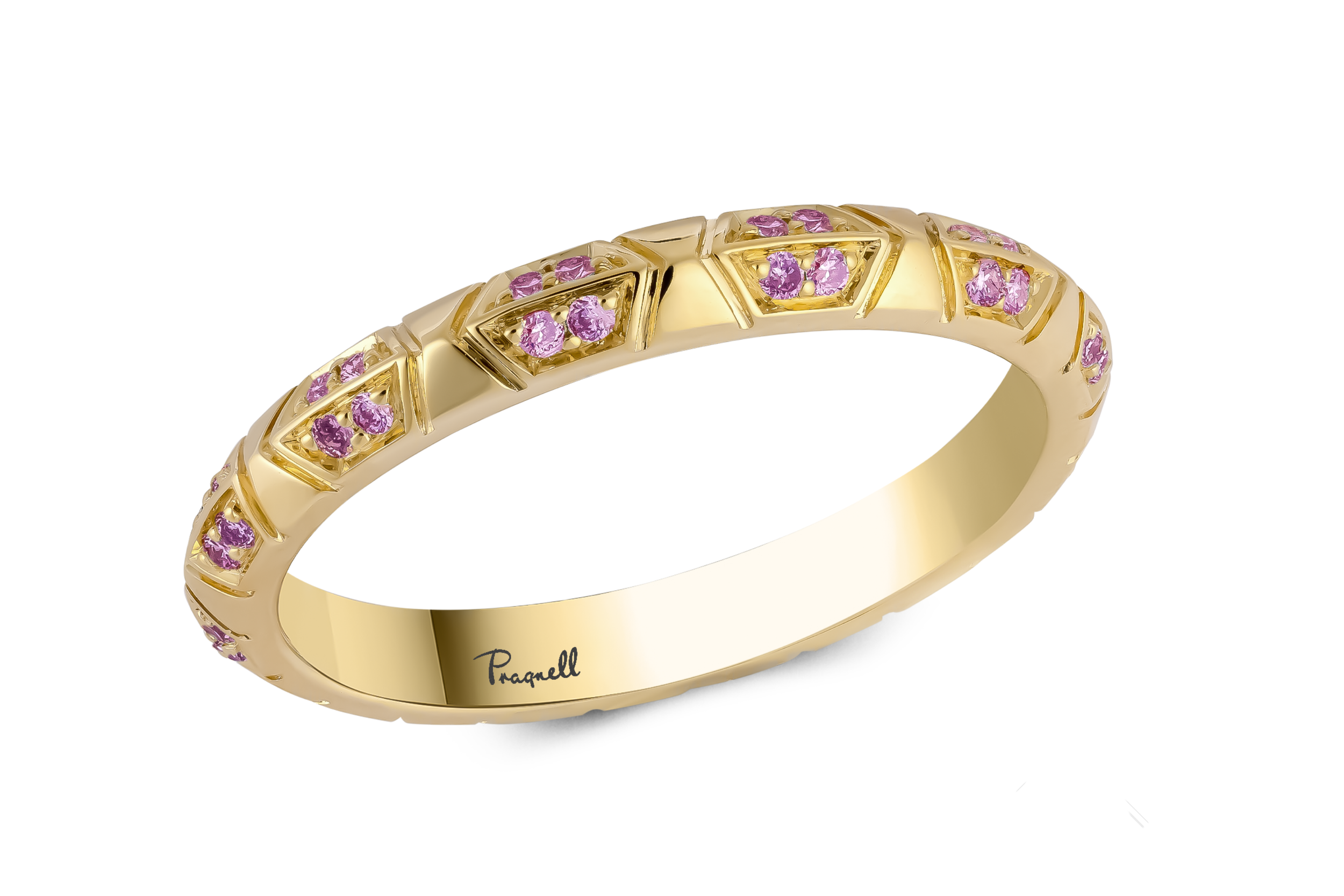  Pragnell Origins pink diamond ring in 18-carat yellow gold. 