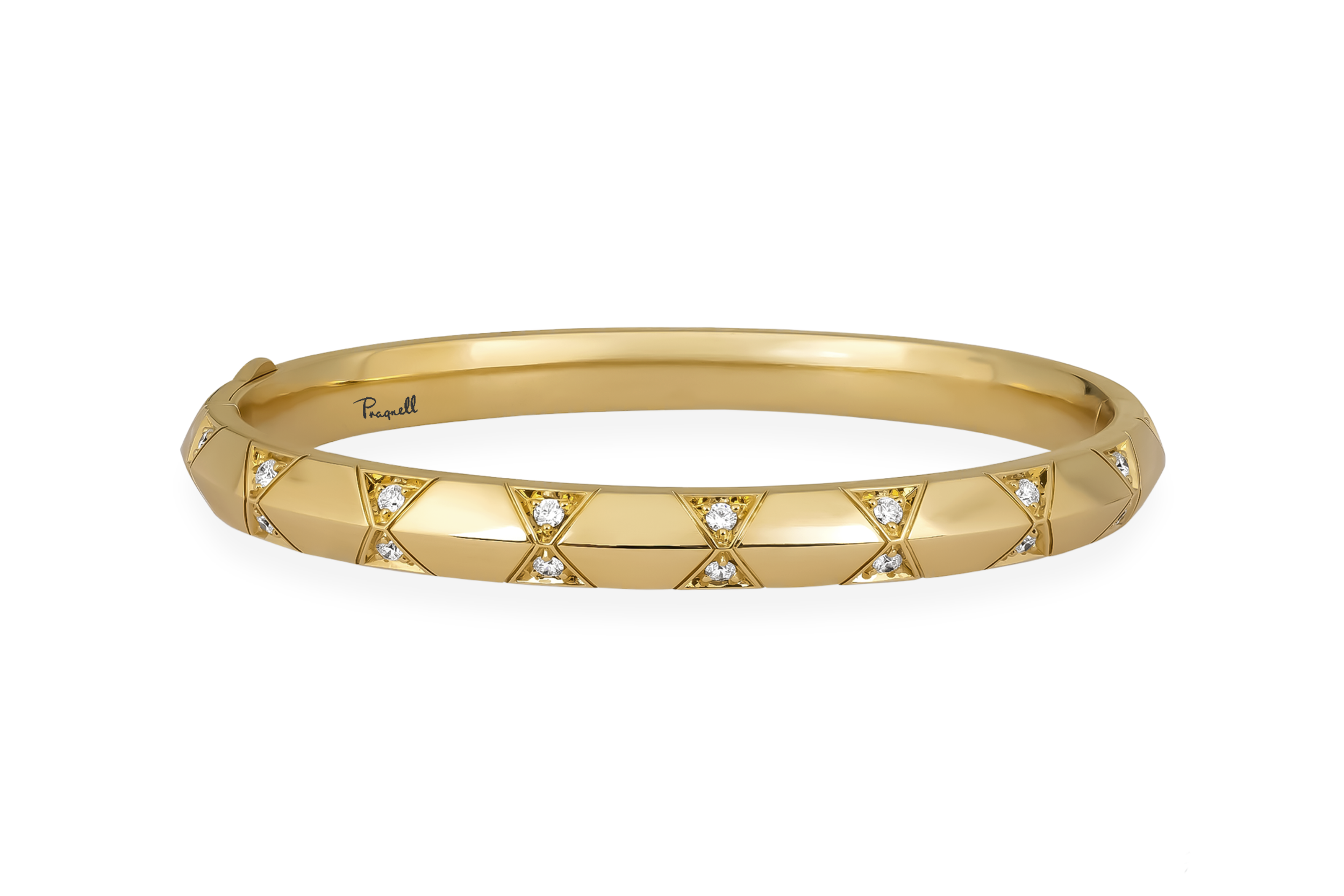  Pragnell Origins diamond-set bangle in 18-carat yellow gold. 