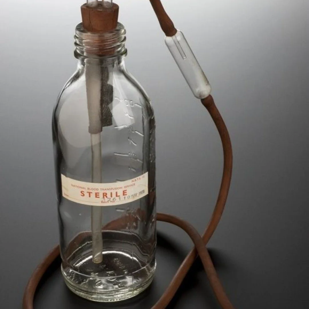 Throwback Thursday: Glass IV bottles were the norm until the early 1970s. These bottles were reliable vessels for infusion therapy with prominent labels that were easy to identify. Adhesive tape would be applied to the side of the bottle to mark flui