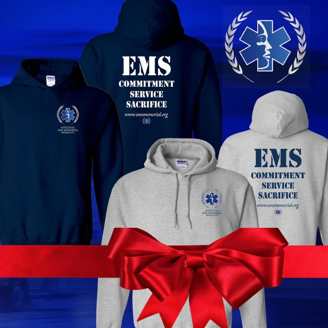 Tis the Season for HOODIES! Our National EMS Memorial hoodies come in white, black, grey, navy, or royal blue. Buy one today so you can be cozy when the snow hits! 

All proceeds go directly toward establishing the National EMS Memorial in Washington
