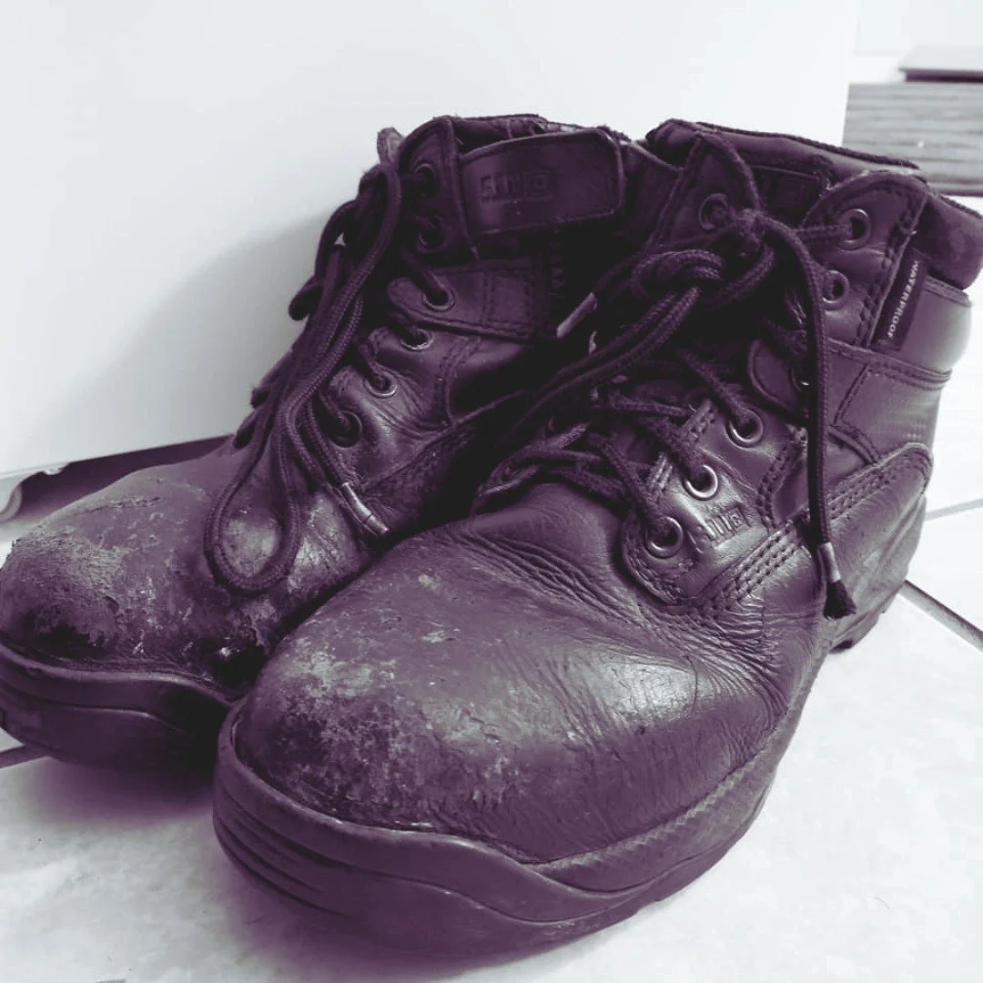 EMS Memorial Monday: Wear and tear on an EMTs boots show this work isn't a desk job. Commitment. Service. Sacrifice.