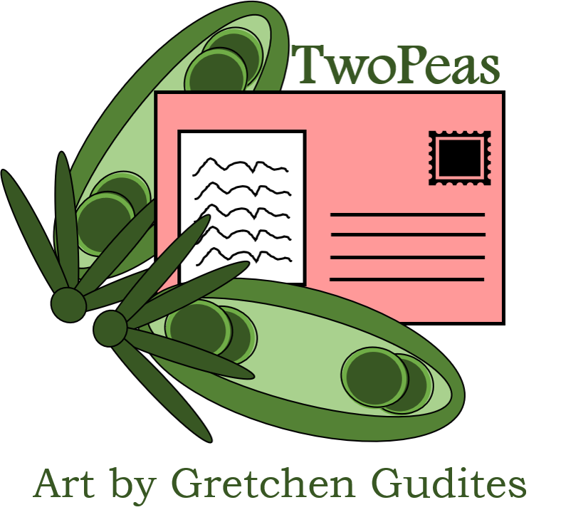 TwoPeas Postcards: Art by Gretchen Gudites