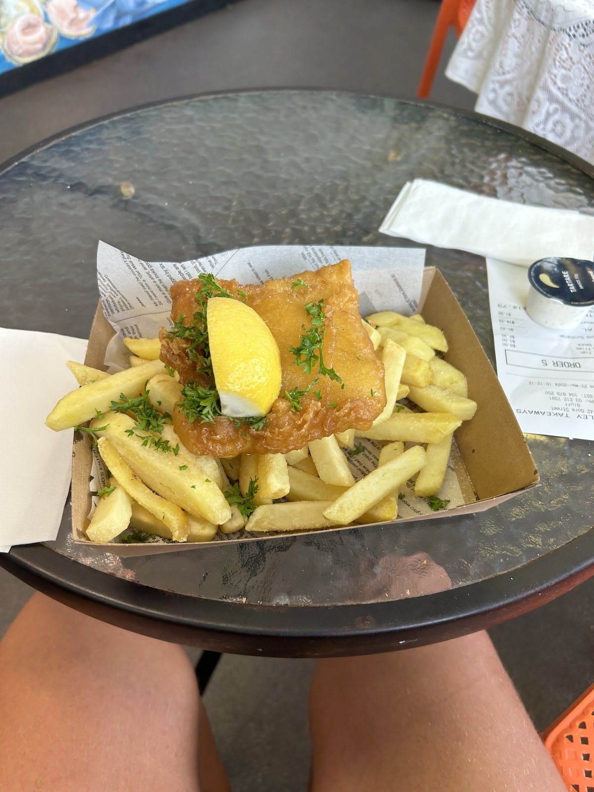 The best fish and chips of the trip in Bluff