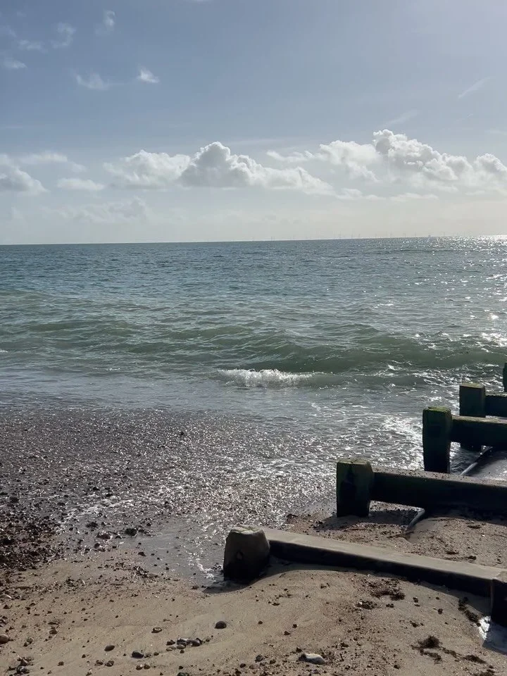 Waiting in Worthing this morning, my breathing slowed to fall in with the ebb and flow of the sea. 

I took a twenty second video to share with you, because if twenty seconds is all you have to calm your jets, the waves will ride to your rescue. Soun