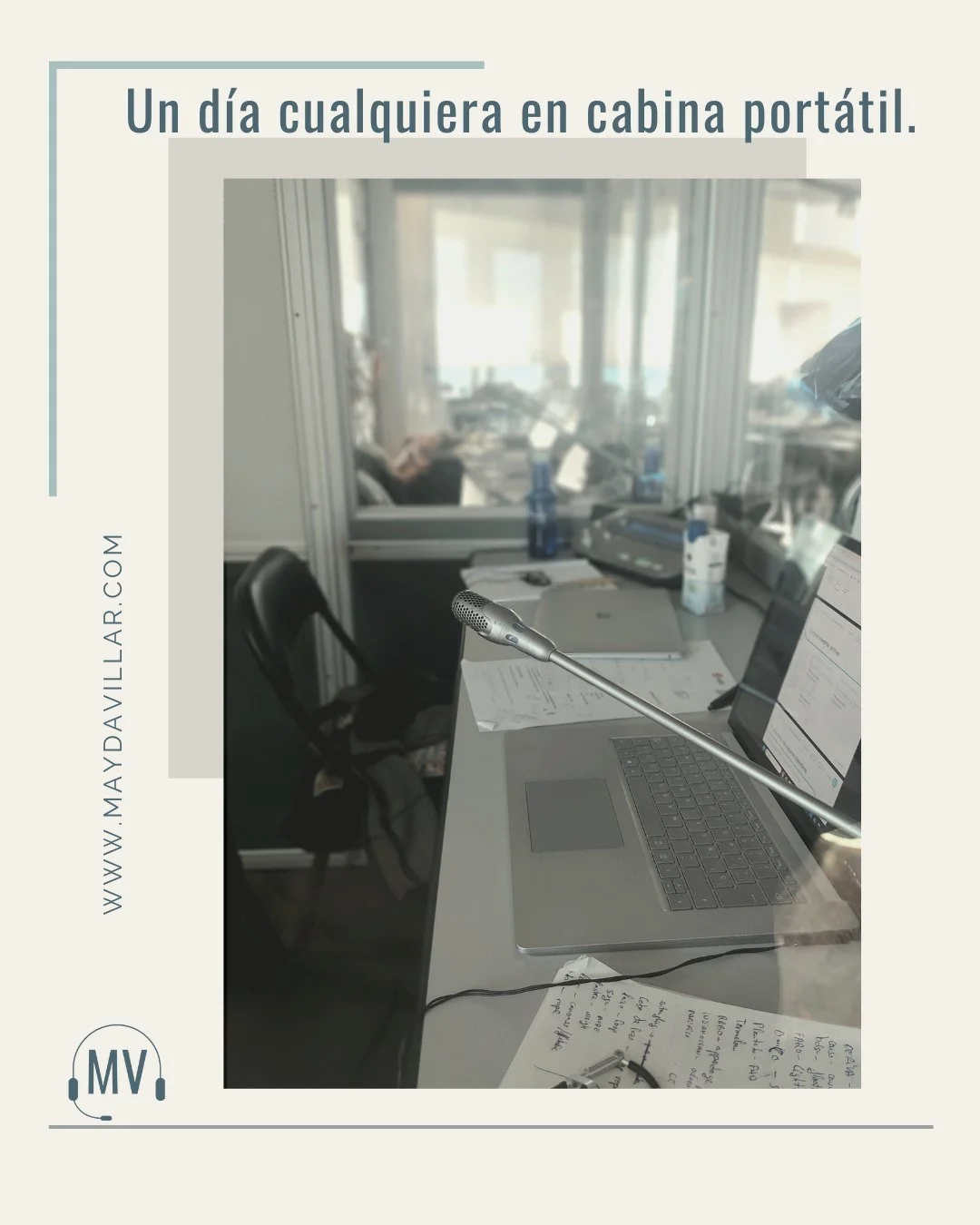 Un d&iacute;a cualquiera trabajando en cabinas port&aacute;tiles.

🎙️🔊 Aunque los palacios de congresos suelen contar con cabinas de interpretaci&oacute;n fijas, es muy frecuente que nos toque trabajar en cabinas port&aacute;tiles, adapt&aacute;ndo