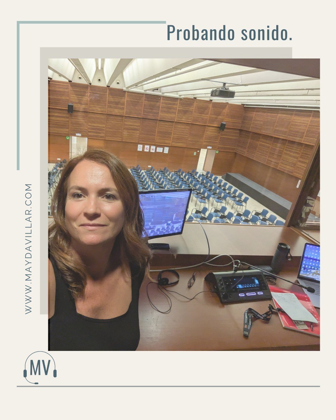 Antes de cada interpretaci&oacute;n simult&aacute;nea, cuando la sala a&uacute;n est&aacute; vac&iacute;a y el p&uacute;blico no ha llegado, es fundamental que hagamos pruebas de sonido 🎤.

Nuestro trabajo no comienza cuando arranca el evento, sino 