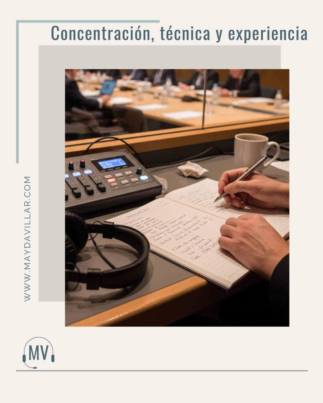 Desde la cabina: concentraci&oacute;n m&aacute;xima 🎧✨ 

Interpretar una conferencia exige atenci&oacute;n constante, rapidez y trabajo en equipo.  Cada frase cuenta y cada decisi&oacute;n se toma en segundos. 

Desde la cabina, el objetivo es uno s