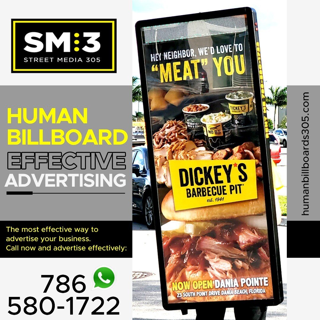 We have the most effective way to advertise your business.
Call now and advertise effectively: 
(786) 580-1722
www.humanbillboards305.com