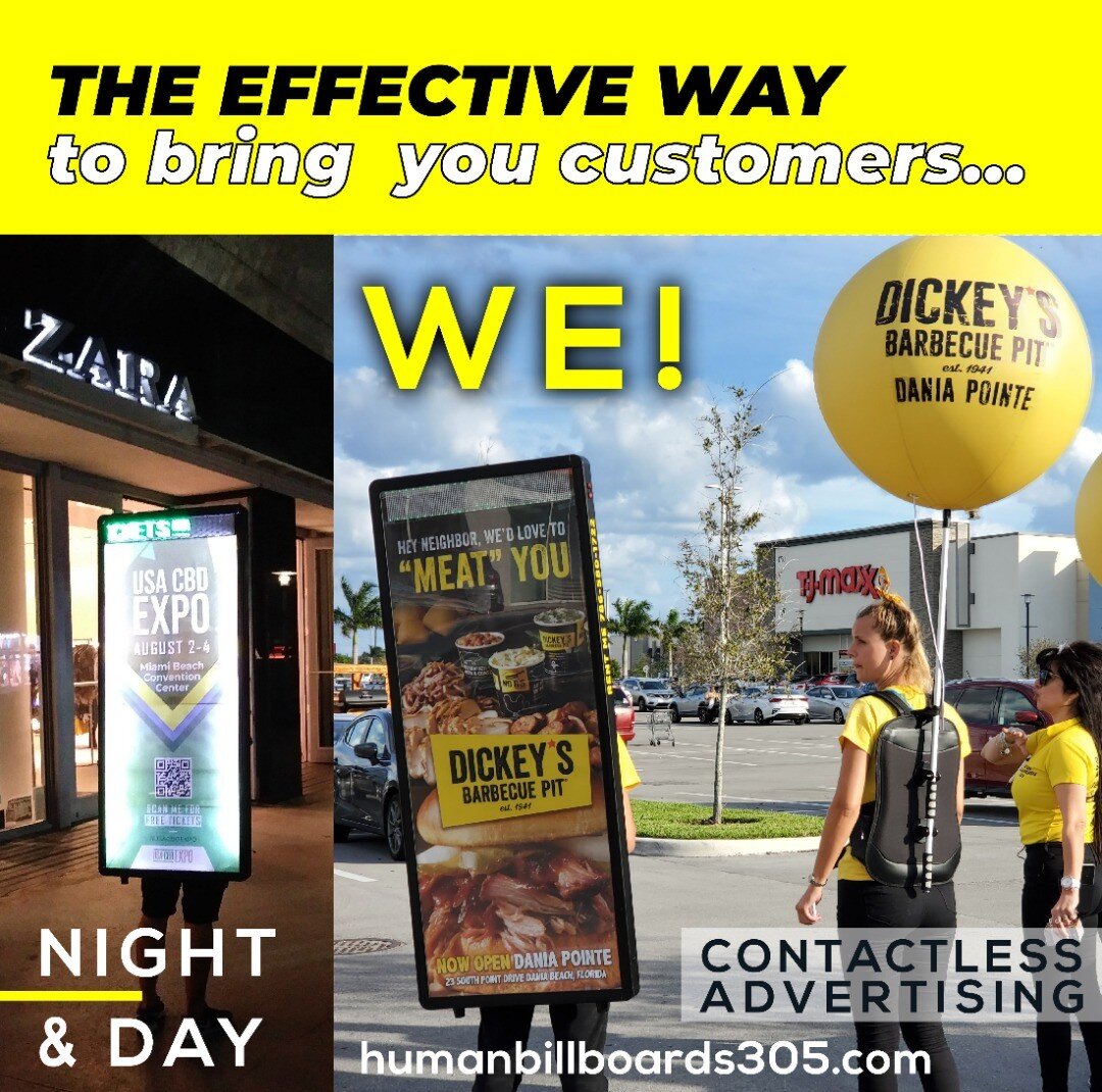Call now and advertise effectively: 
(786) 580-1722
www.humanbillboards305.com