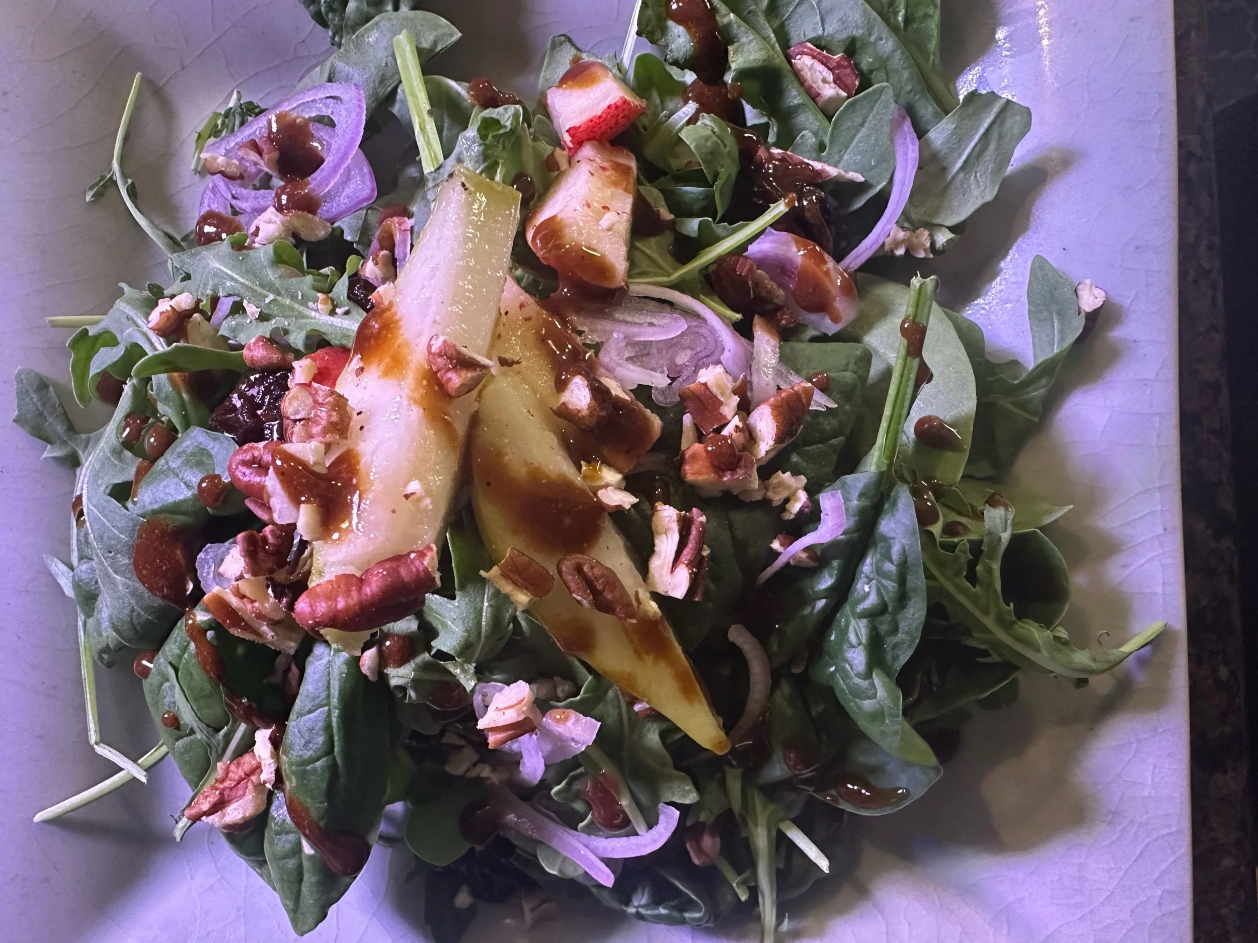 Dried Apple and Pecan Spinach Salad With Balsamic Vinaigrette