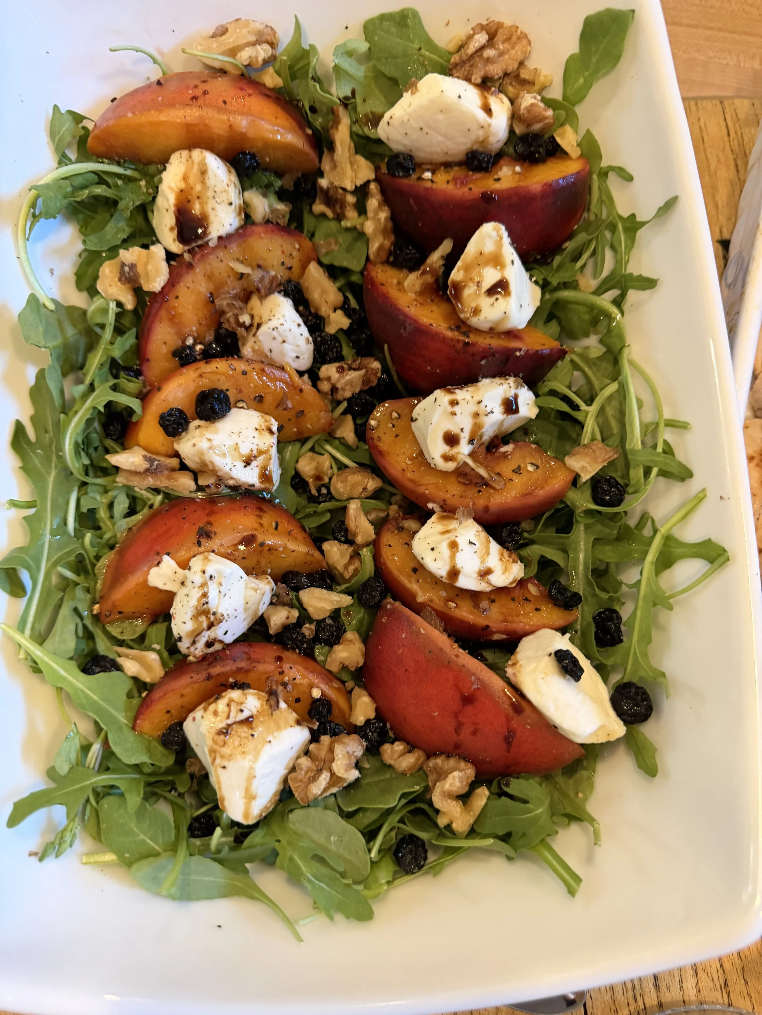 Grilled Peach Salad & Mint and Basil Pesto 