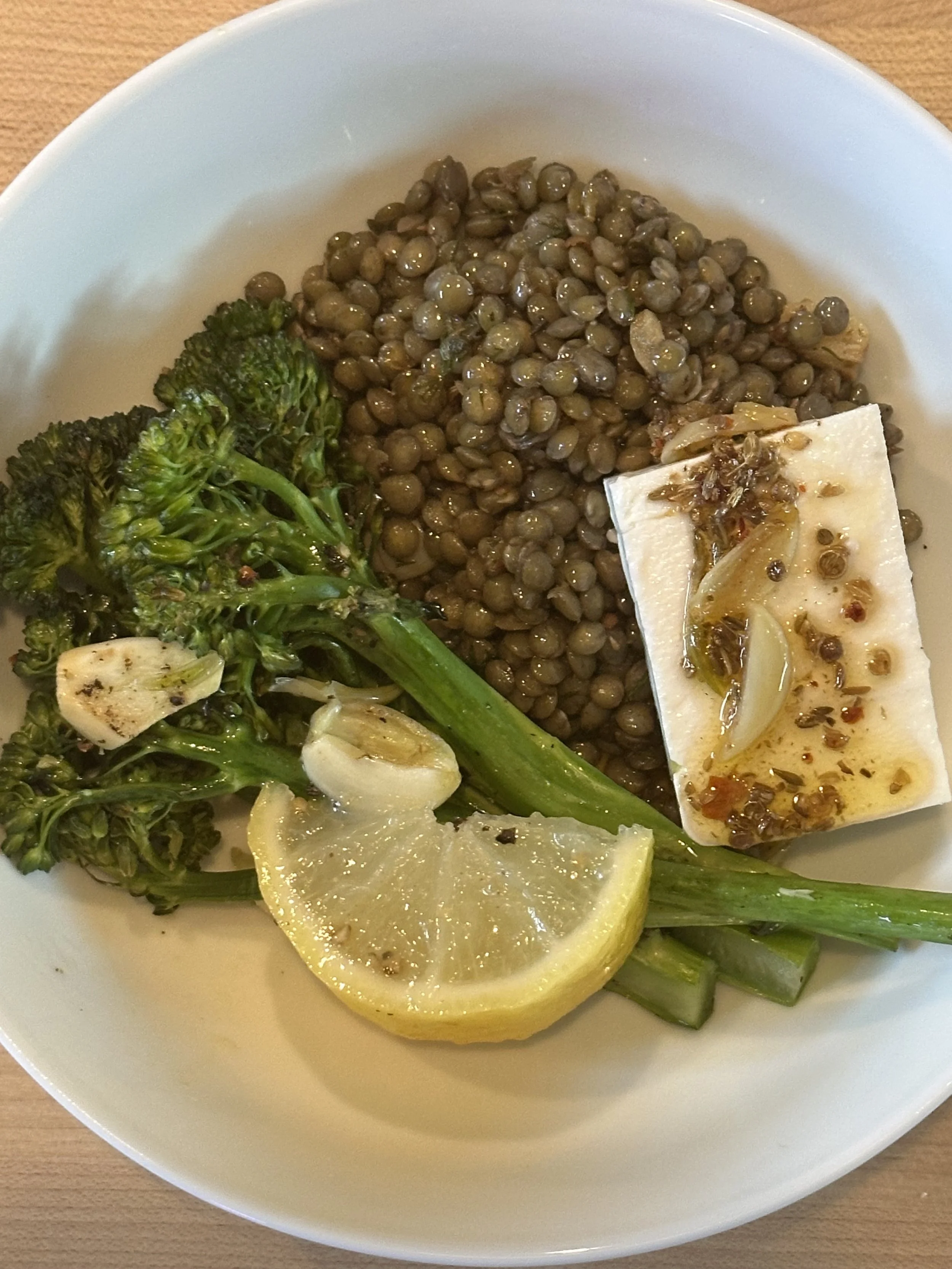 Marinated Lentils with Lemony Broccolini and Feta