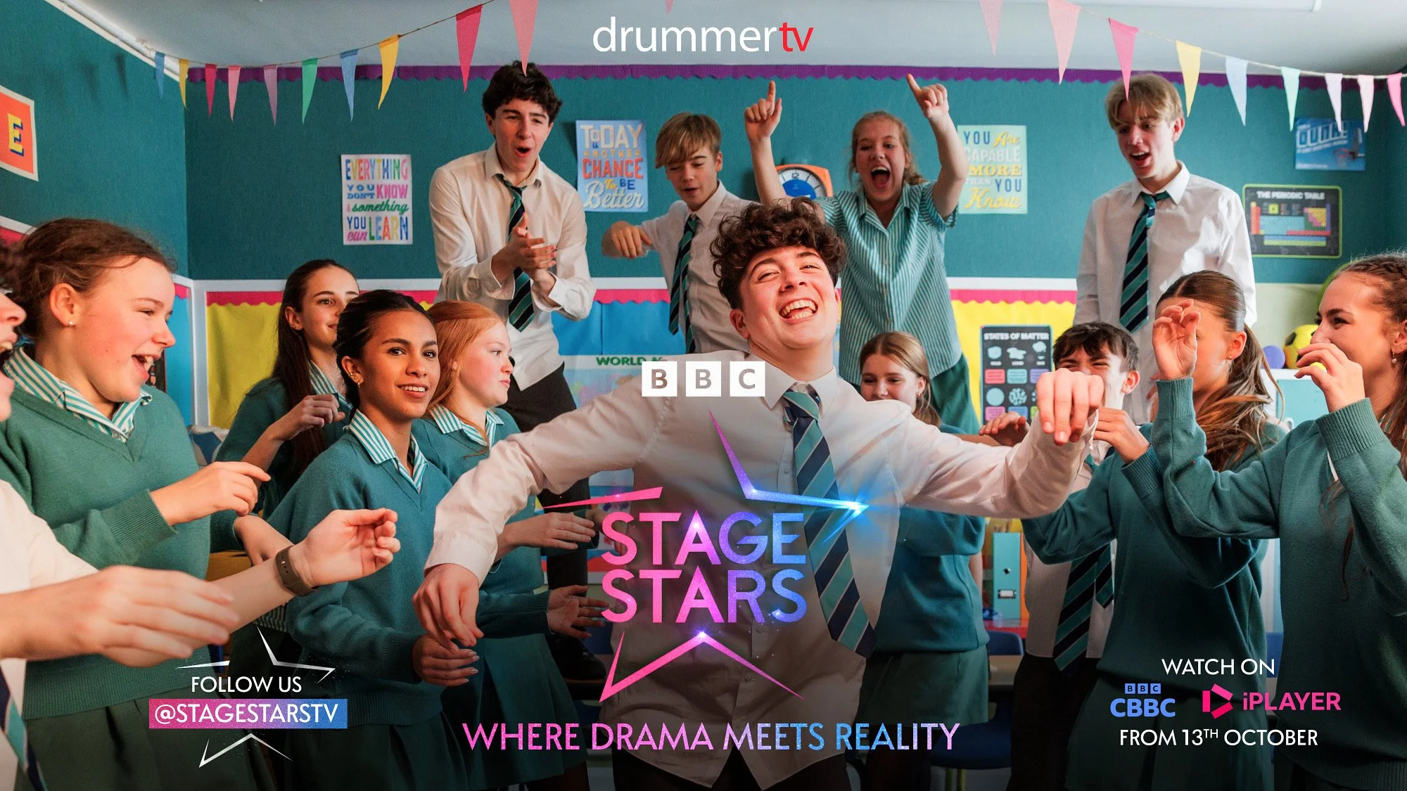 Stage Stars S1 - CBBC 2025 - Music Supervision.  A 16-part factual entertainment children's series from Drummer TV, Bristol. Watching the stars of tomorrow as they sing, dance and perform their way through school. 