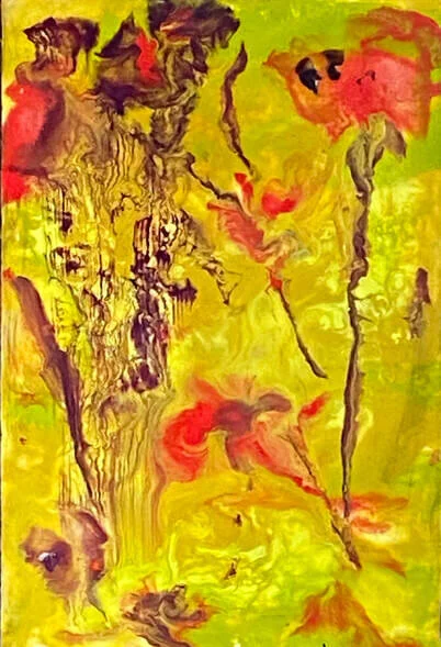 "Flower Torches", encaustic paint on cradled board (2020), 12"x8” | $800