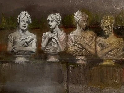 Four Italian Statues Out for the Night Deciding Where to go Next