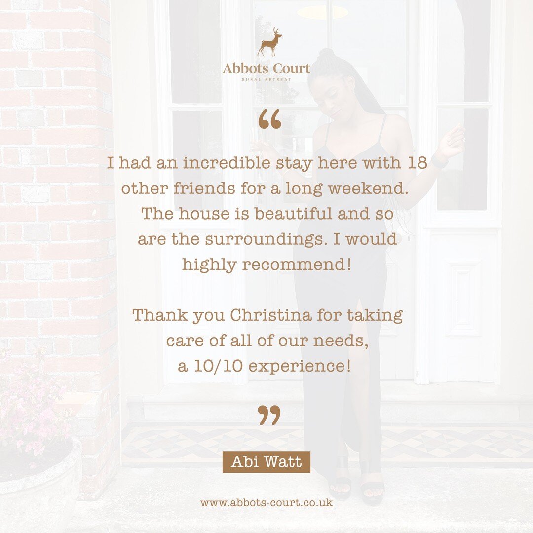 🦌 𝑫𝒐𝒏'𝒕 𝒋𝒖𝒔𝒕 𝒕𝒂𝒌𝒆 𝒐𝒖𝒓 𝒘𝒐𝒓𝒅 𝒇𝒐𝒓 𝒊𝒕...

Thank you for the kind words Abi ❤️

Start planning your next retreat with us today on www.abbots-court.co.uk