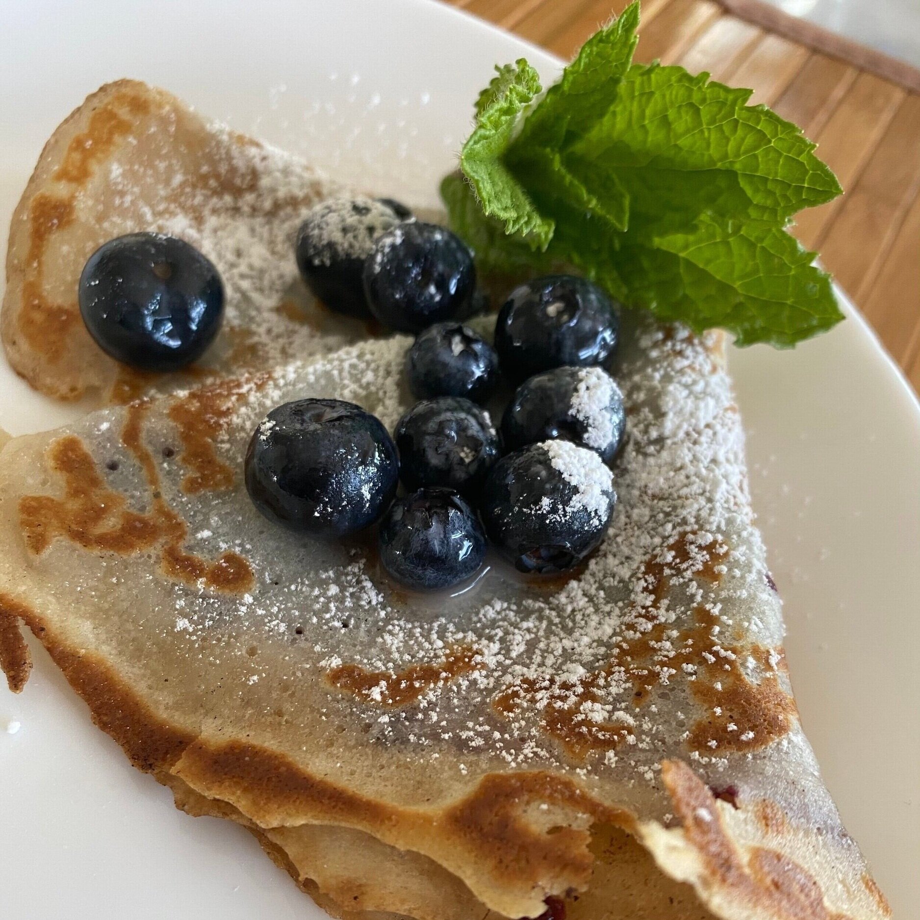 Eggless Blueberry Crêpes