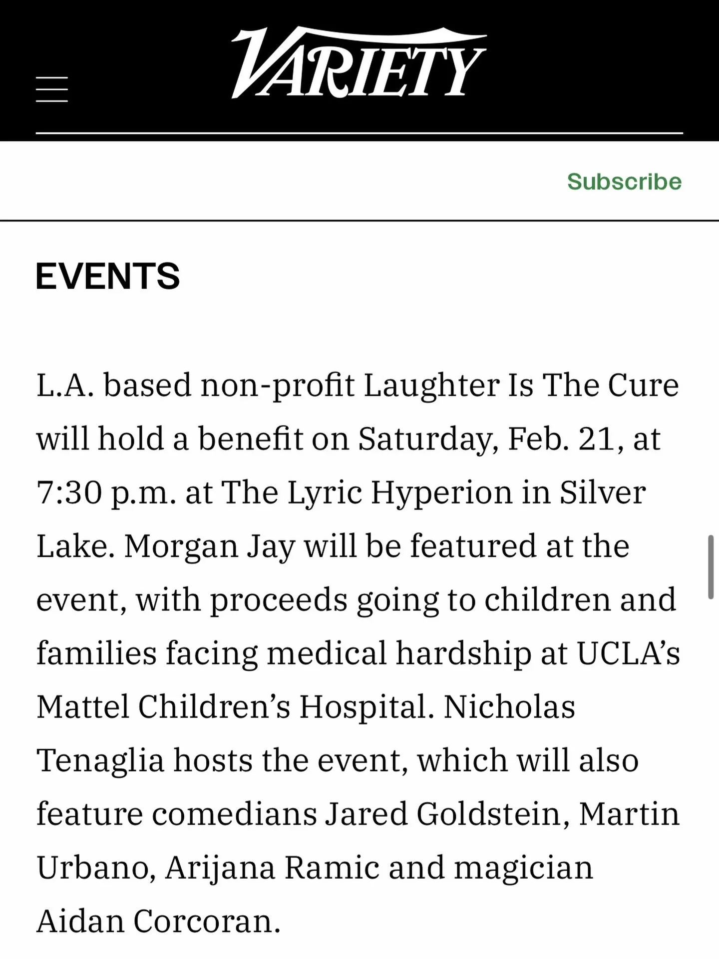 Fired up to be featured in @variety. Going to be an epic night! 🎤✨