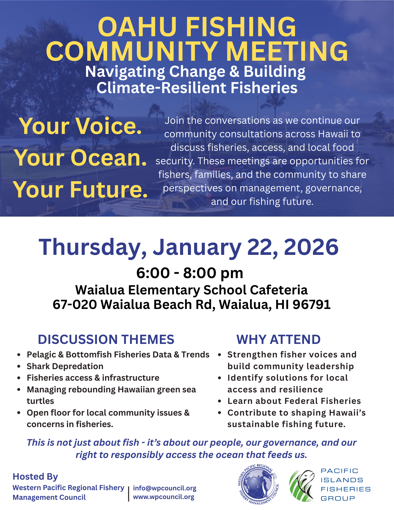 Fishermen Community Meeting North Shore, Oahu Jan 22, 2026