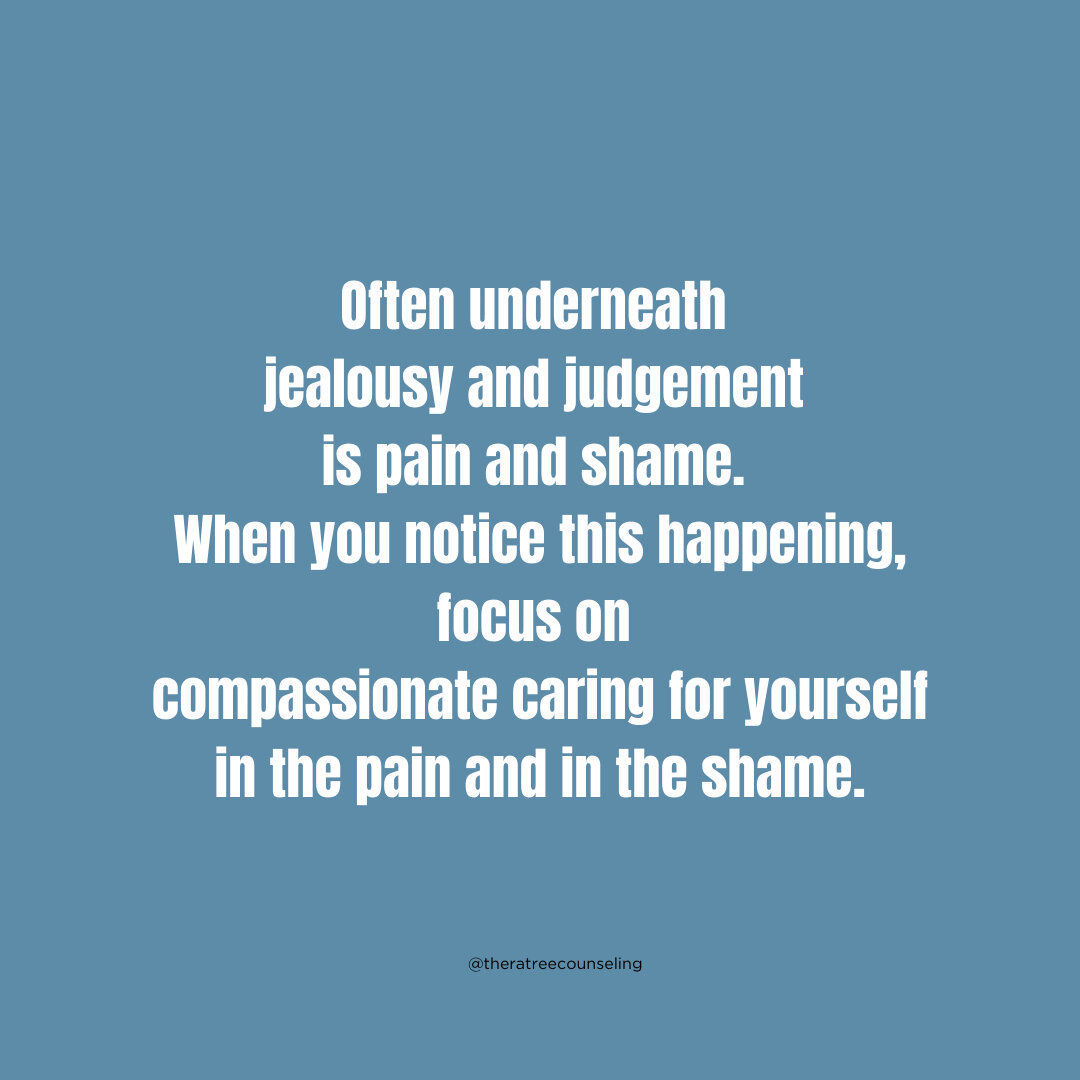Inner child and self-compassion work is especially important when we are down and out, when we notice those painful emotions like shame popping up. Jealousy and judgment often mask pain and shame, and can also lead to more shame. Understanding the un