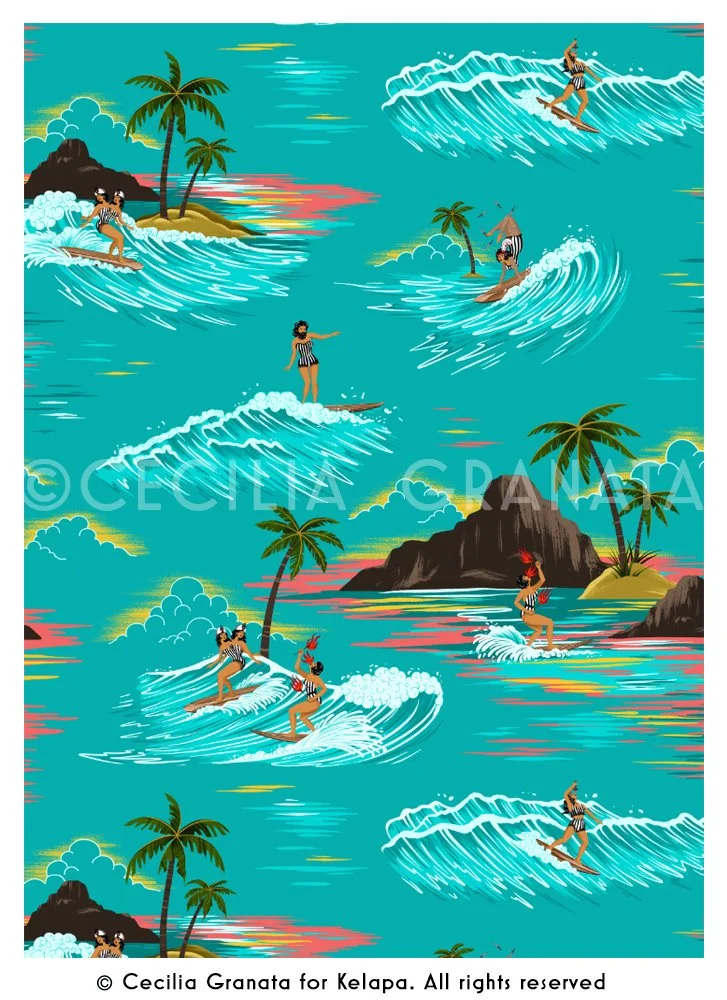 Sideshow Surf Textile Print for Kelp