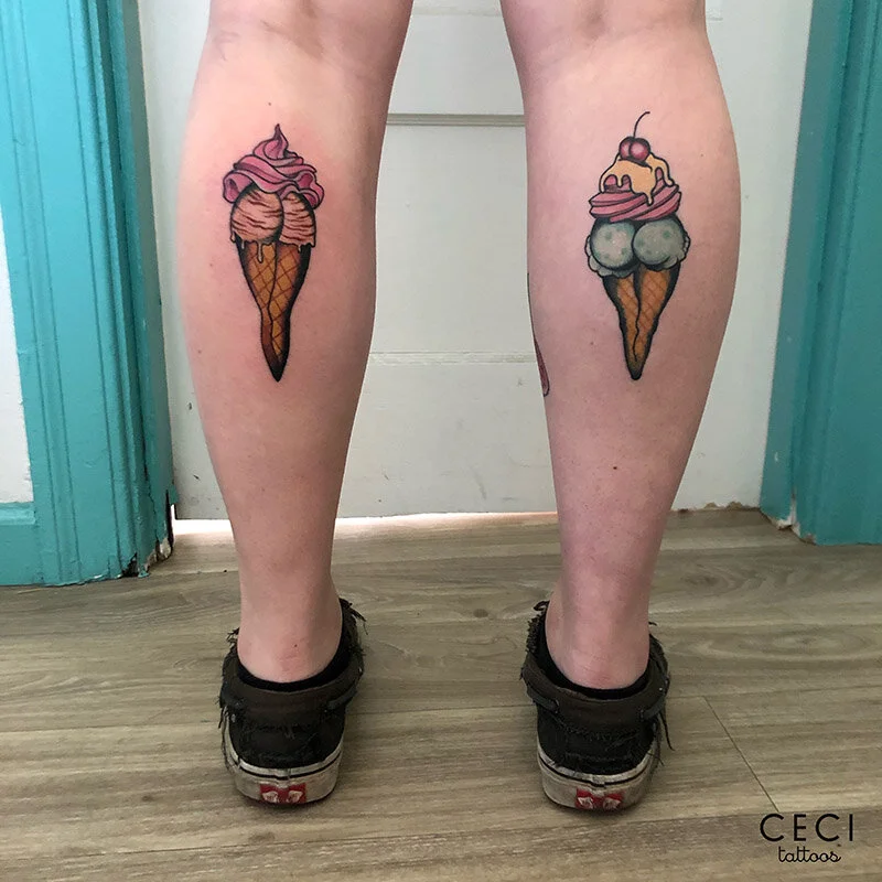 Ice cream booty tattoo