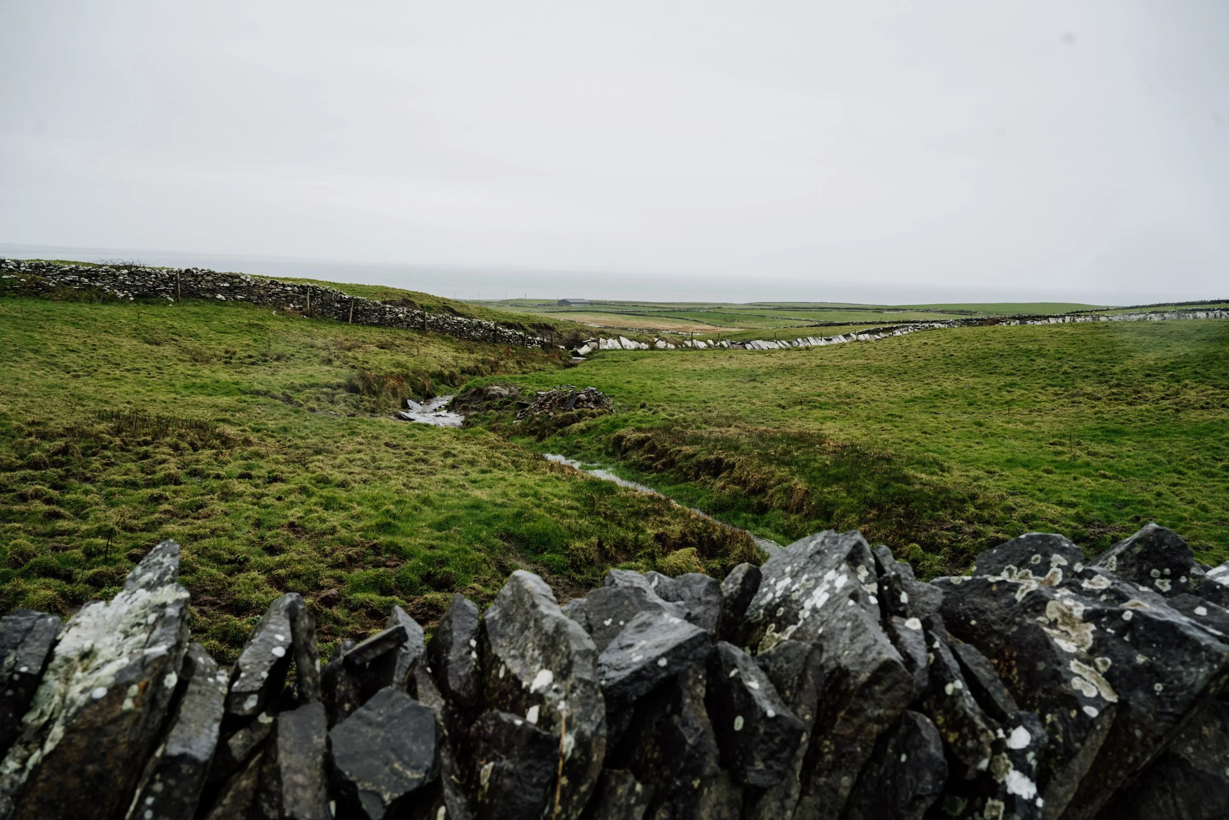 Co Clare Cliffs of Moher stream and rock wall