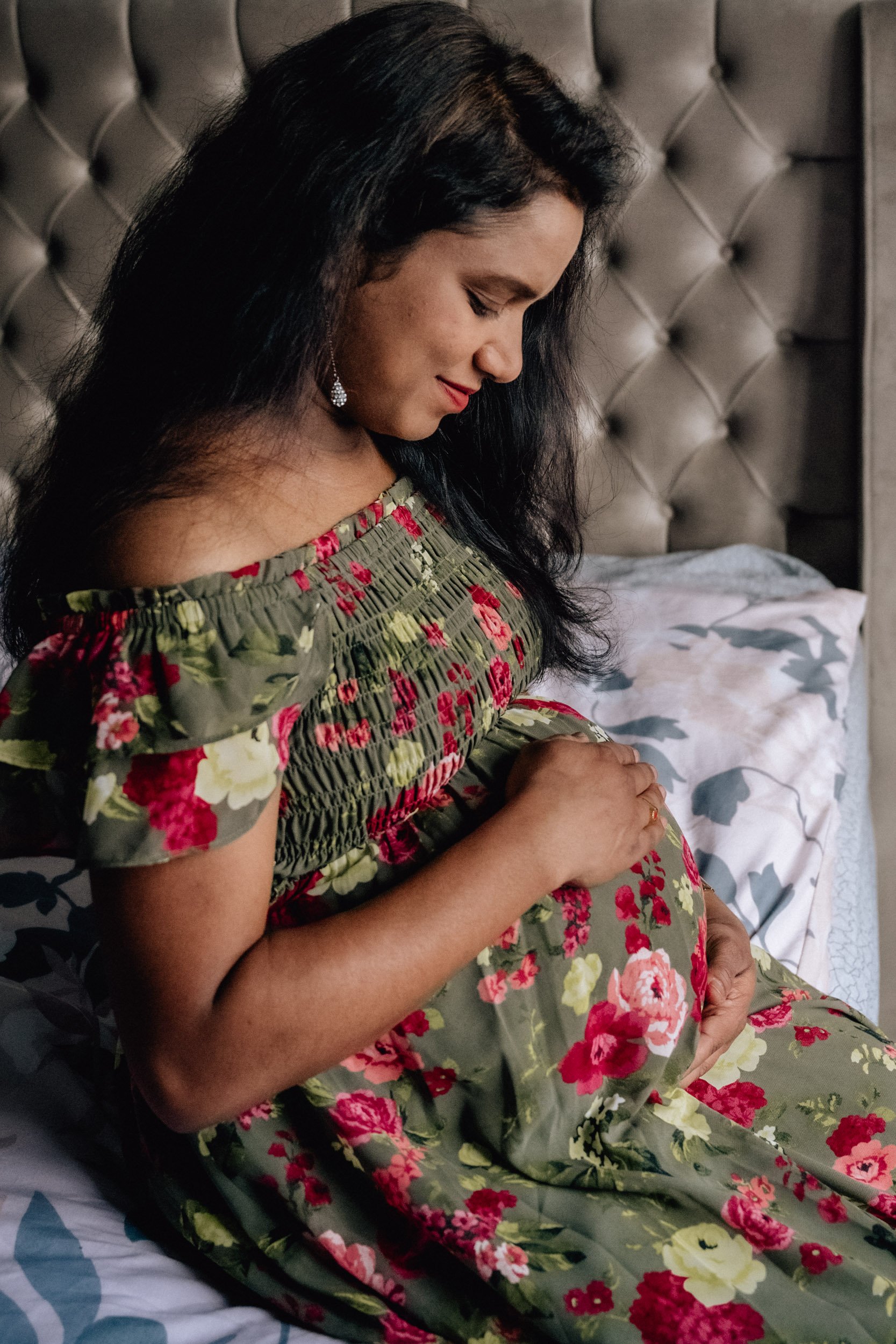On bed In home maternity photos Limerick