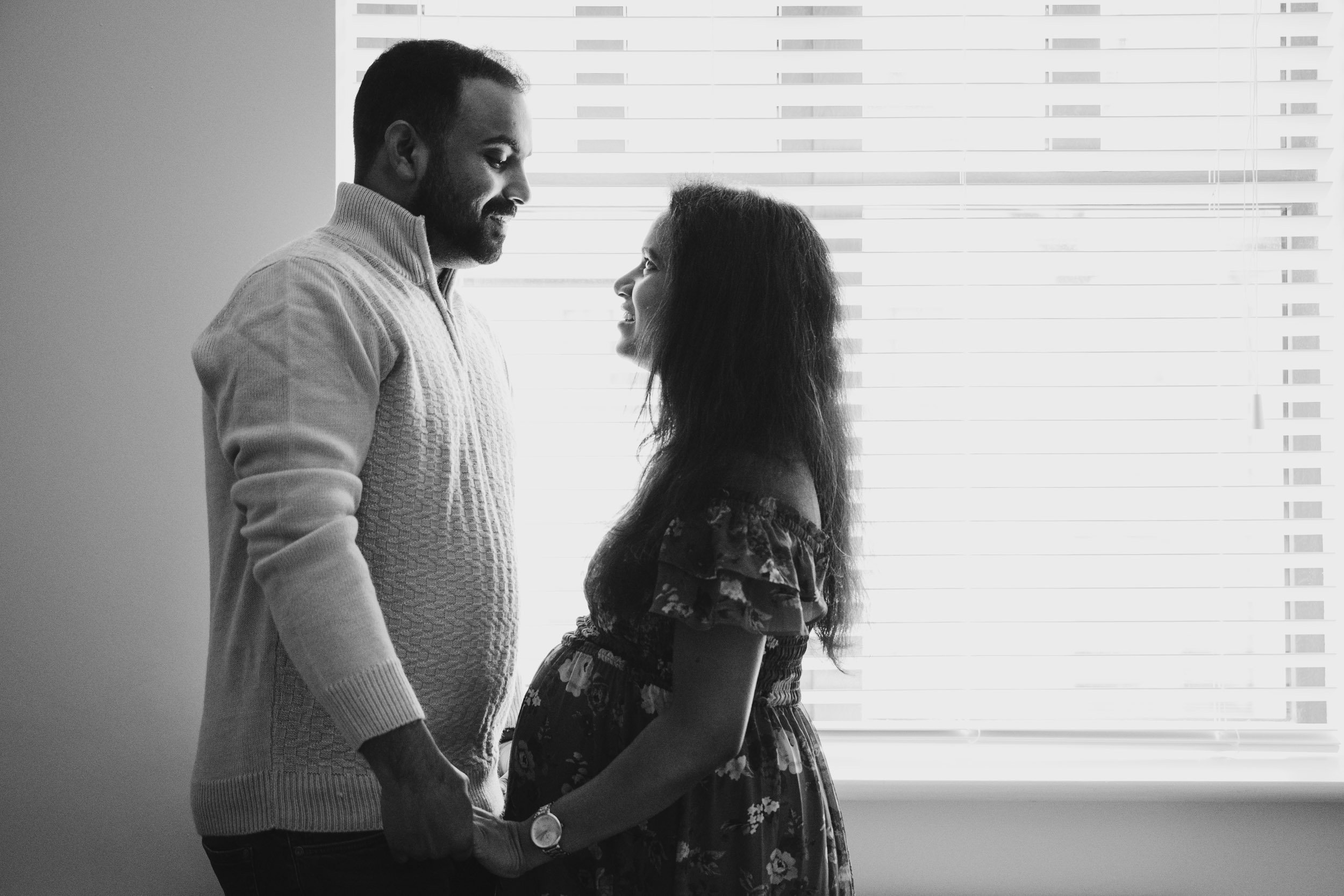 black and white In home maternity photos Limerick