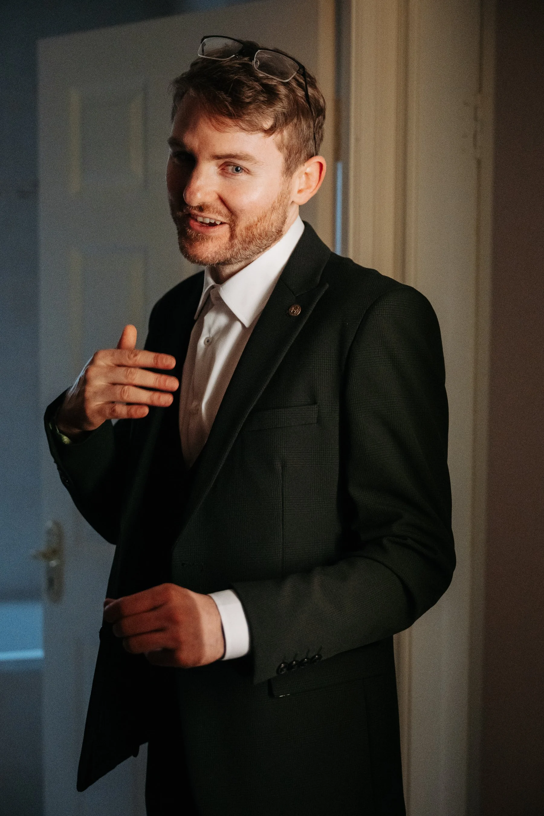 Limerick wedding photos getting ready groom candid portrait