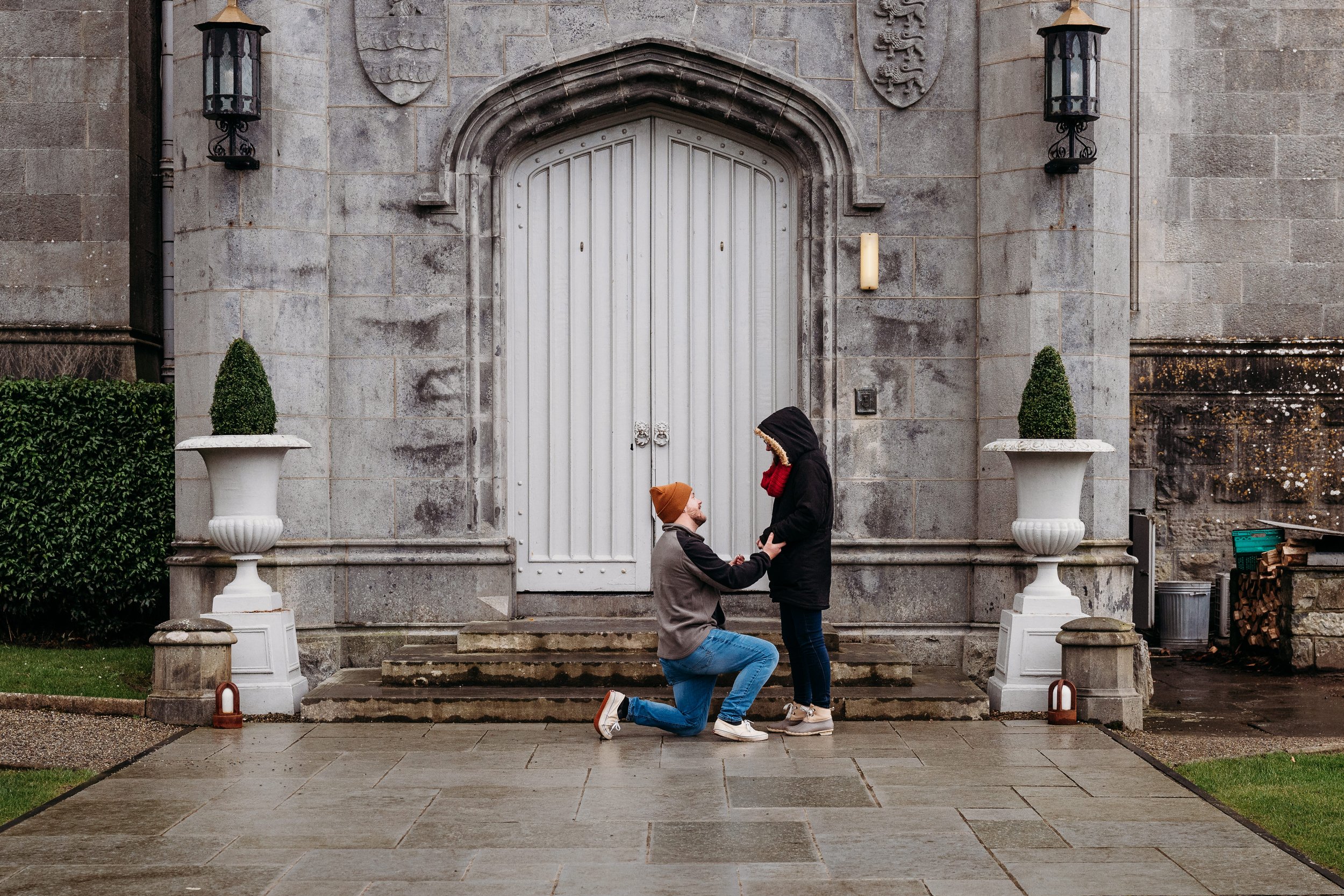 Dromoland castle proposal sneaky candid shot photographer in Ireland Marie O'Mahony