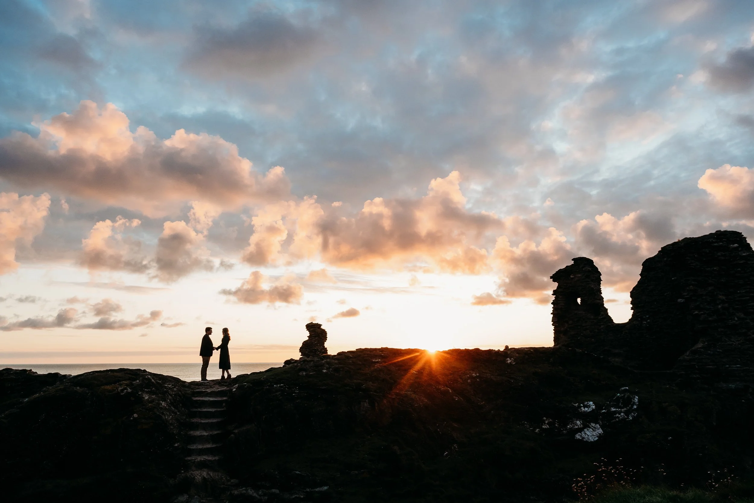 silhouette proposal photo sunrise black castle wicklow limerick photographer couples photo session