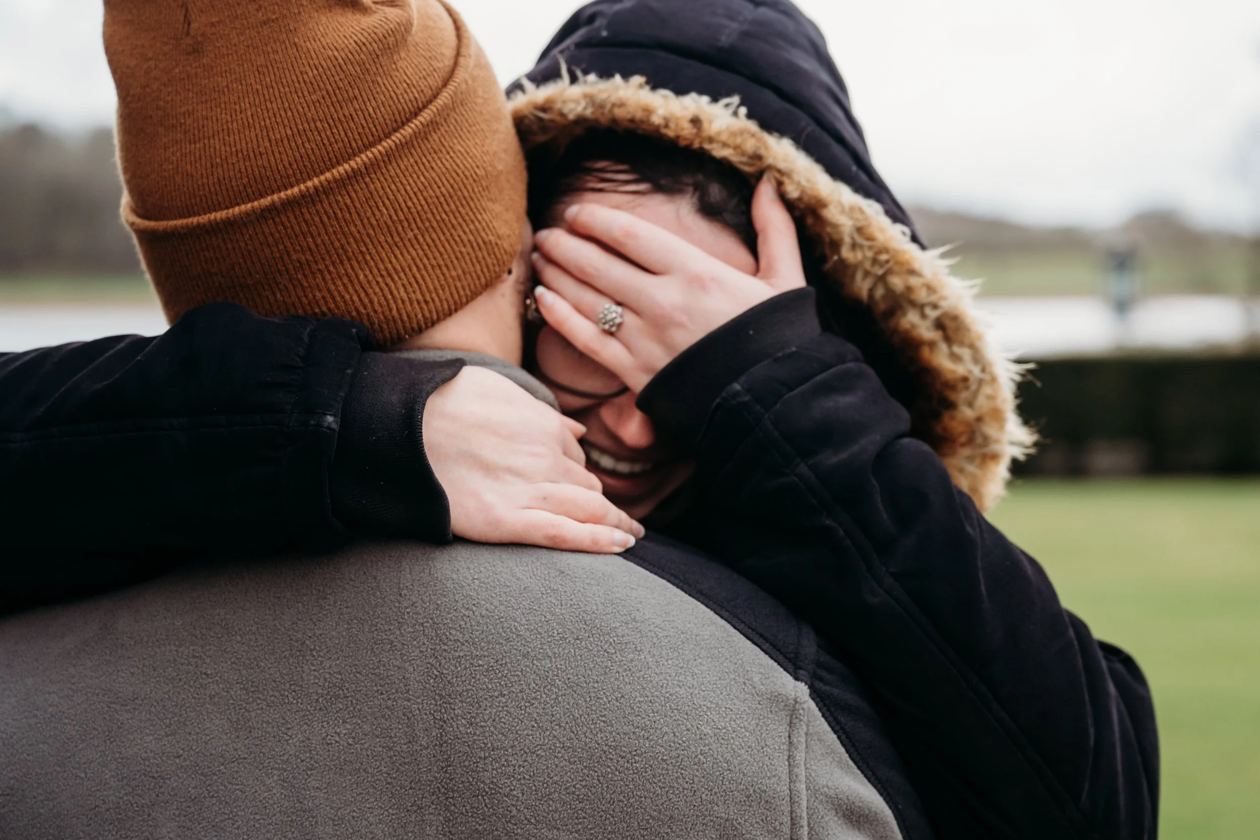 woman covers eyes after surprise proposal Dromoland castle Clare Ireland photographer