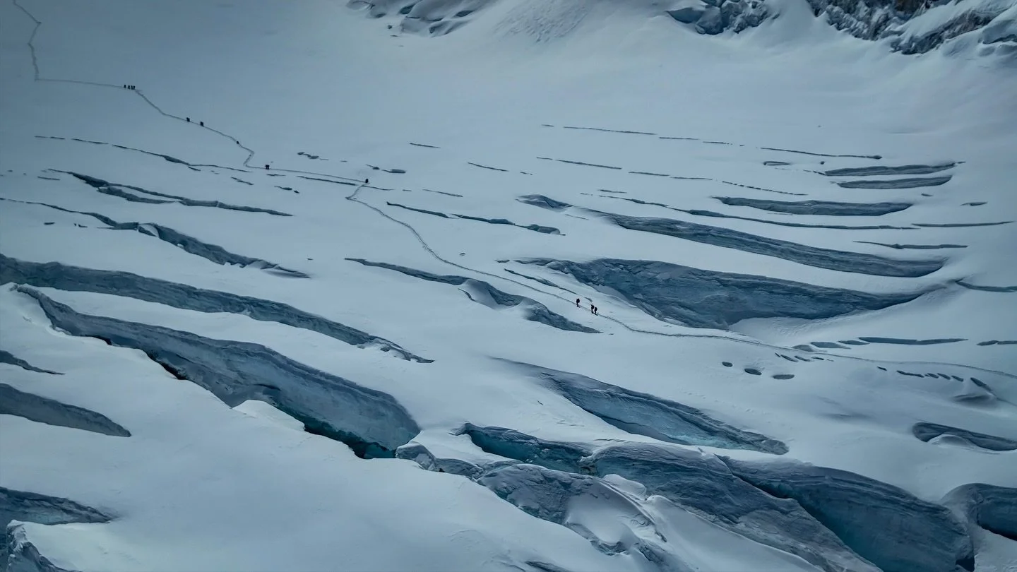 Where air thins, perspective deepens.

High above the Khumbu Icefall &mdash; the route from Camp 1 to Camp 3. Captured from the air,  these frames are from GHOST (working title), our feature-length documentary currently in production.

#Everest #Khum