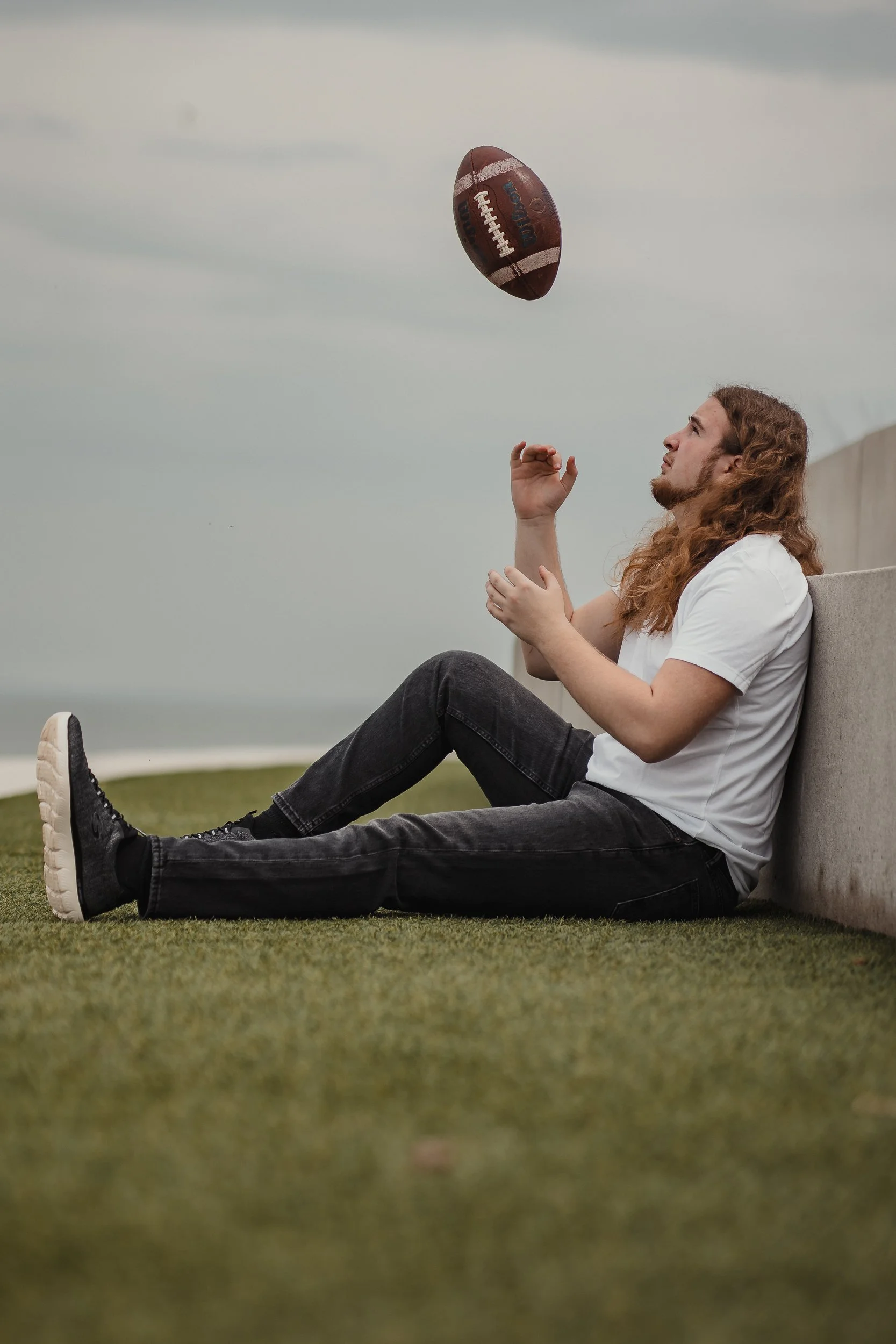 Senior Portrait, Men's Senior Portrait, Football Player, HS Football, Brooklyn HS, Lakewood Park, Solstice Steps
