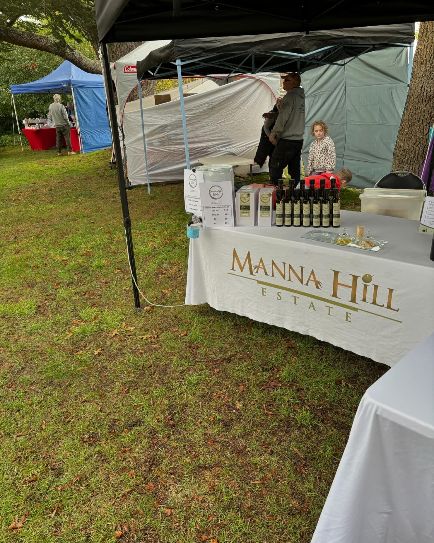Ballan farmers market on this morning. Come on down and sample some of our award winning biodynamic-organic extra virgin olive oil, soaps and balms. #mannahillestate #extravirginoliveoil #extravirgin #farmarsmarket #ballanfarmersmarket #ballanfarmers