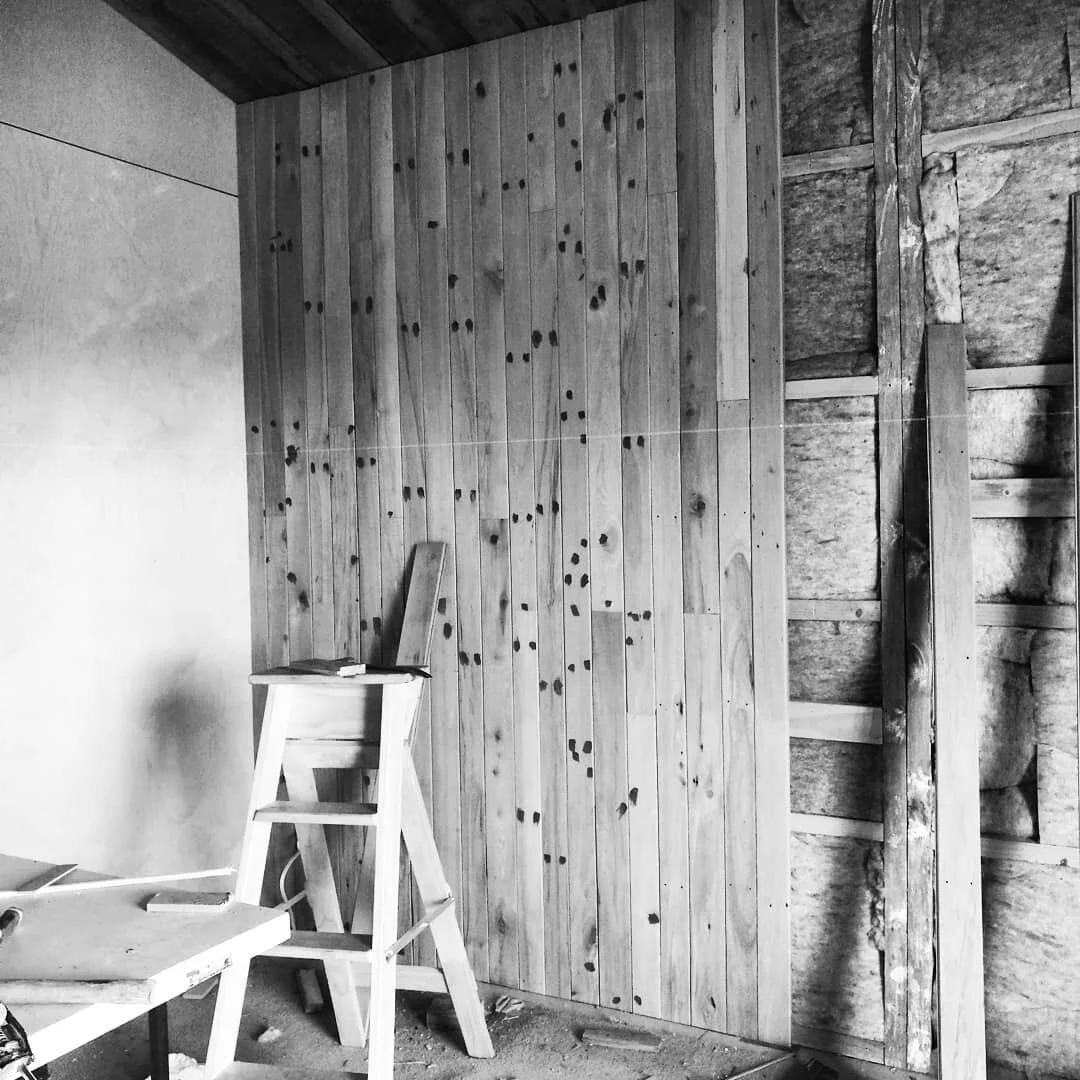 Painfully slow progress with the rimu T&amp;G today, you get days like that so tomorrow will be amazing!

#hamishsouthcottart #rimu #tandg #tongueandgroove #studio #artstudio #rimuwall #repurposed