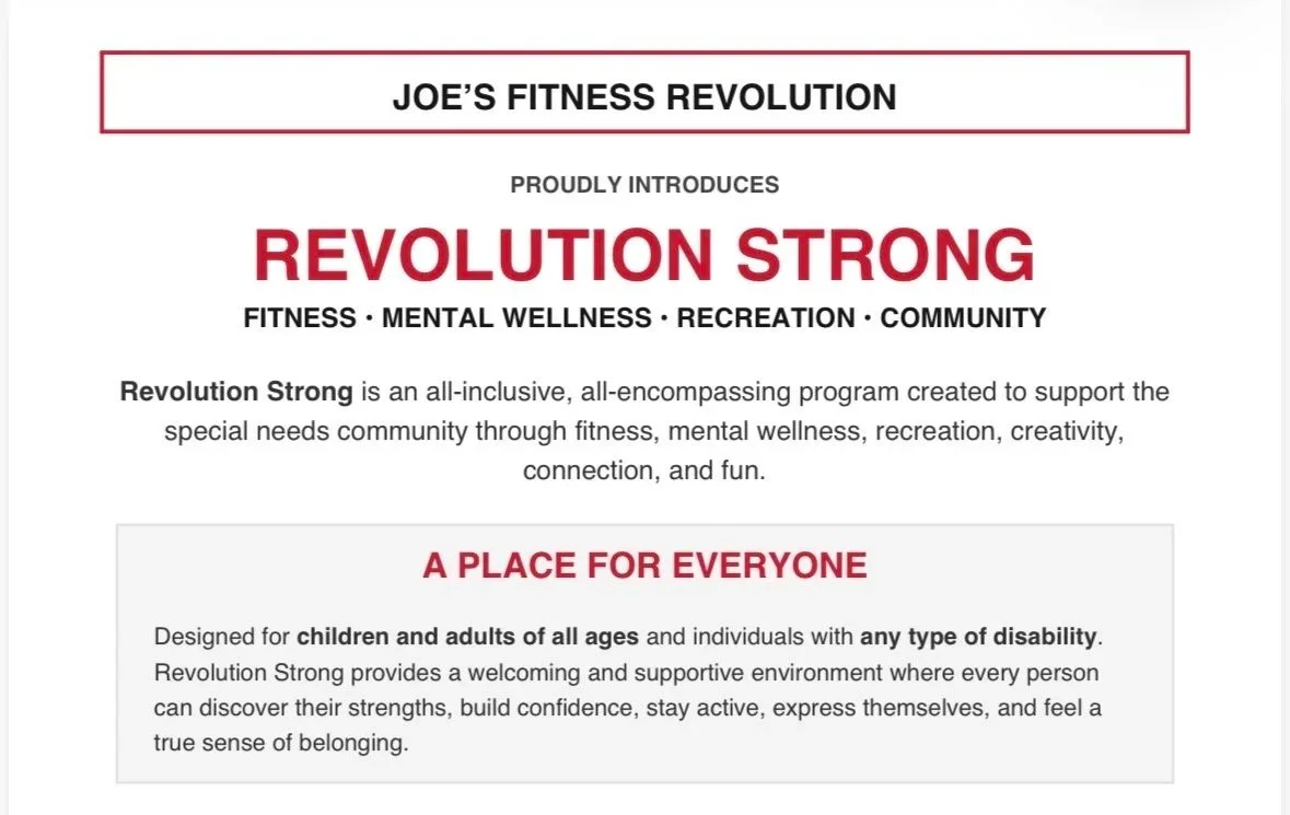 Revolution Strong Special Needs Program Land Park Sacramento Gym 