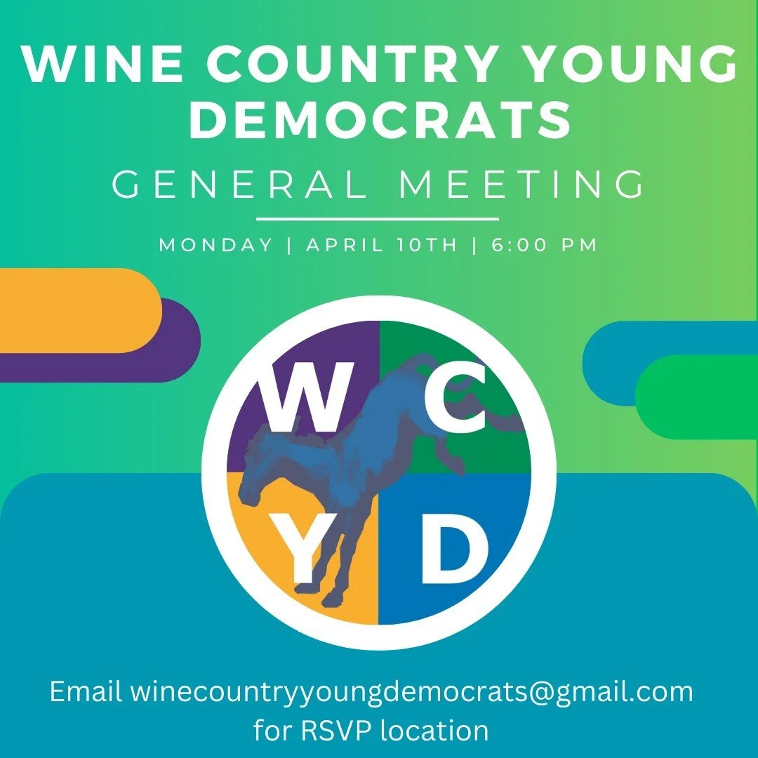 Save the date!

Want to get involved with progressive youth-led politics in Sonoma County? 

Join us April 10th to learn about upcoming tabling events, outreach efforts, and how you can make a difference in your community this Spring!

DM or email us