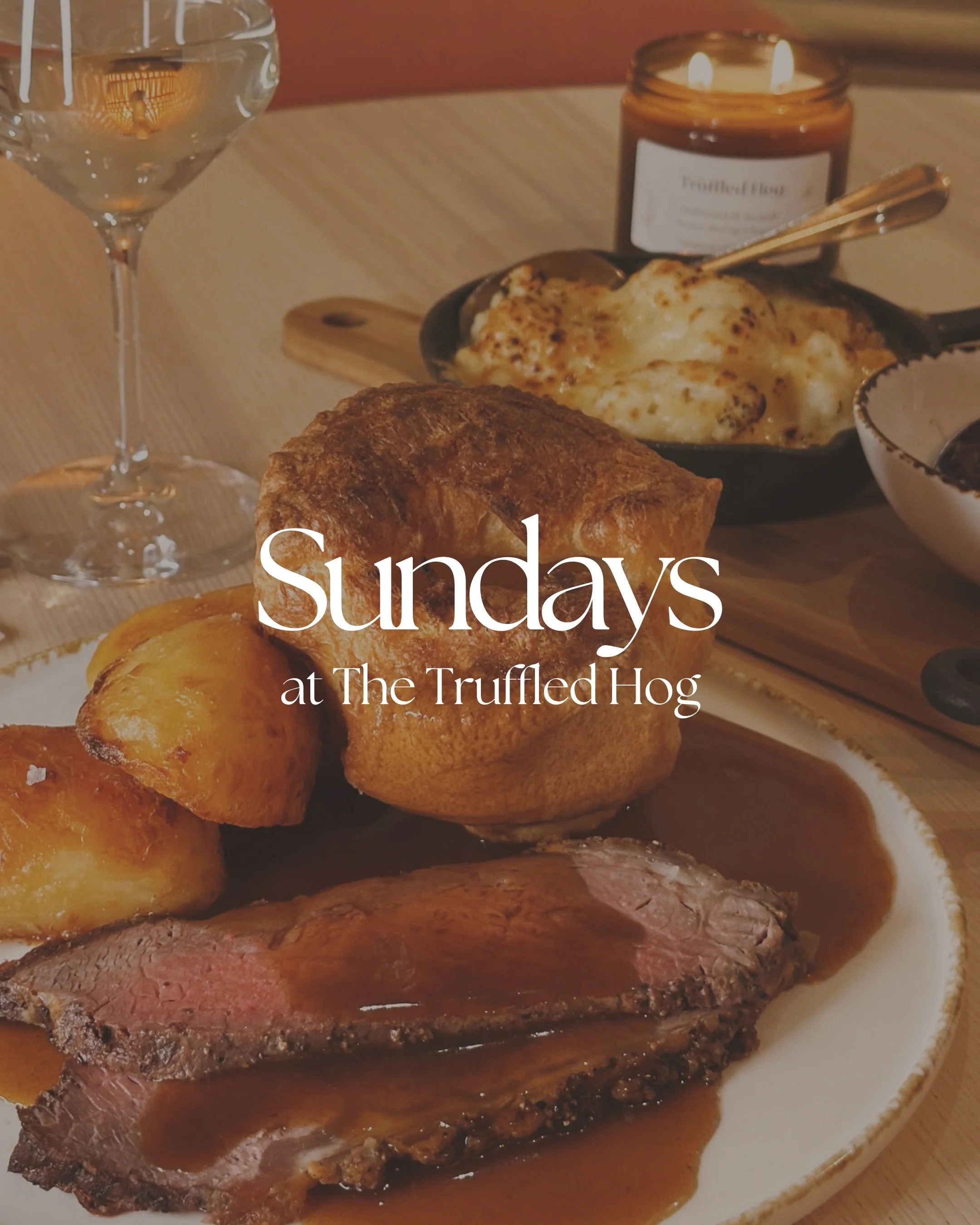 Sunday lunch used to take all afternoon. We think it still should. 

Roast beef, tall Yorkshires, fluffy yet crisp roasties and gravy to the very last forkful, served without a clock in sight. Bring the family, bring the friends, or bring a book and 