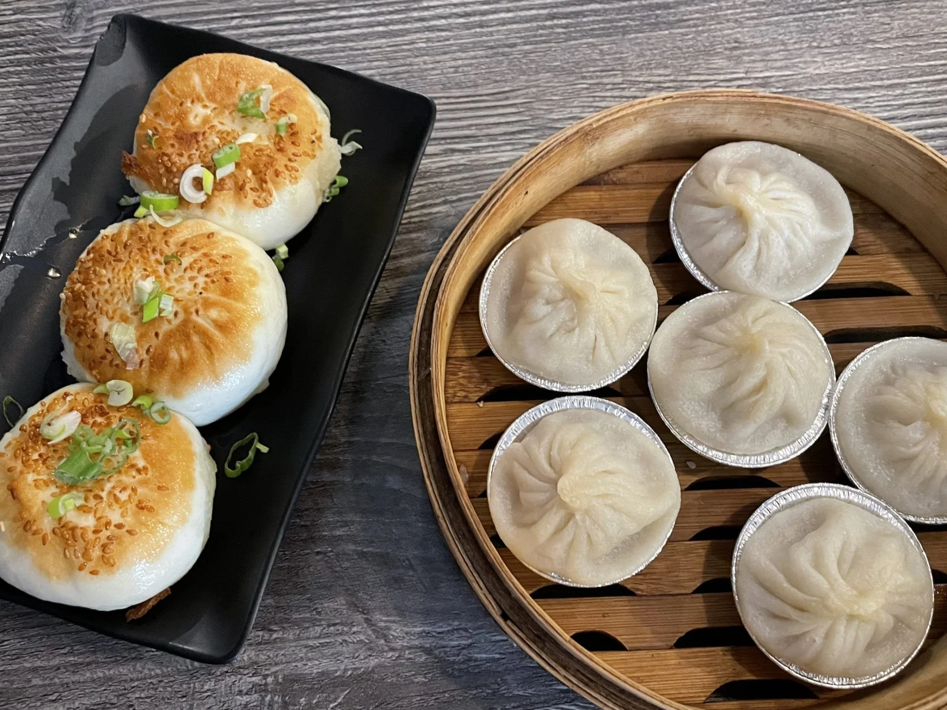 Pan fried vegetable and meat bun at Dumpling House in San Francisco