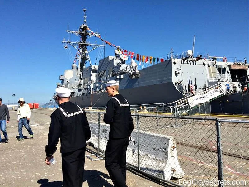 Navy ship docked at Pier 27 in San Francisco open to the public during Fleet Week