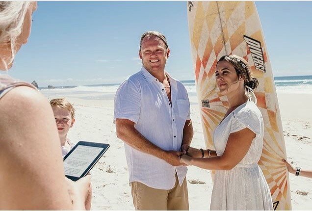 Ellen and Brody said their vows at glorious Currumbin beach in Queensland. They were surrounded by their kiddy winks and marked the spot with a surf board plonked into the white sand. It was so them. It was so everything. 

@ohheytuesday was there to