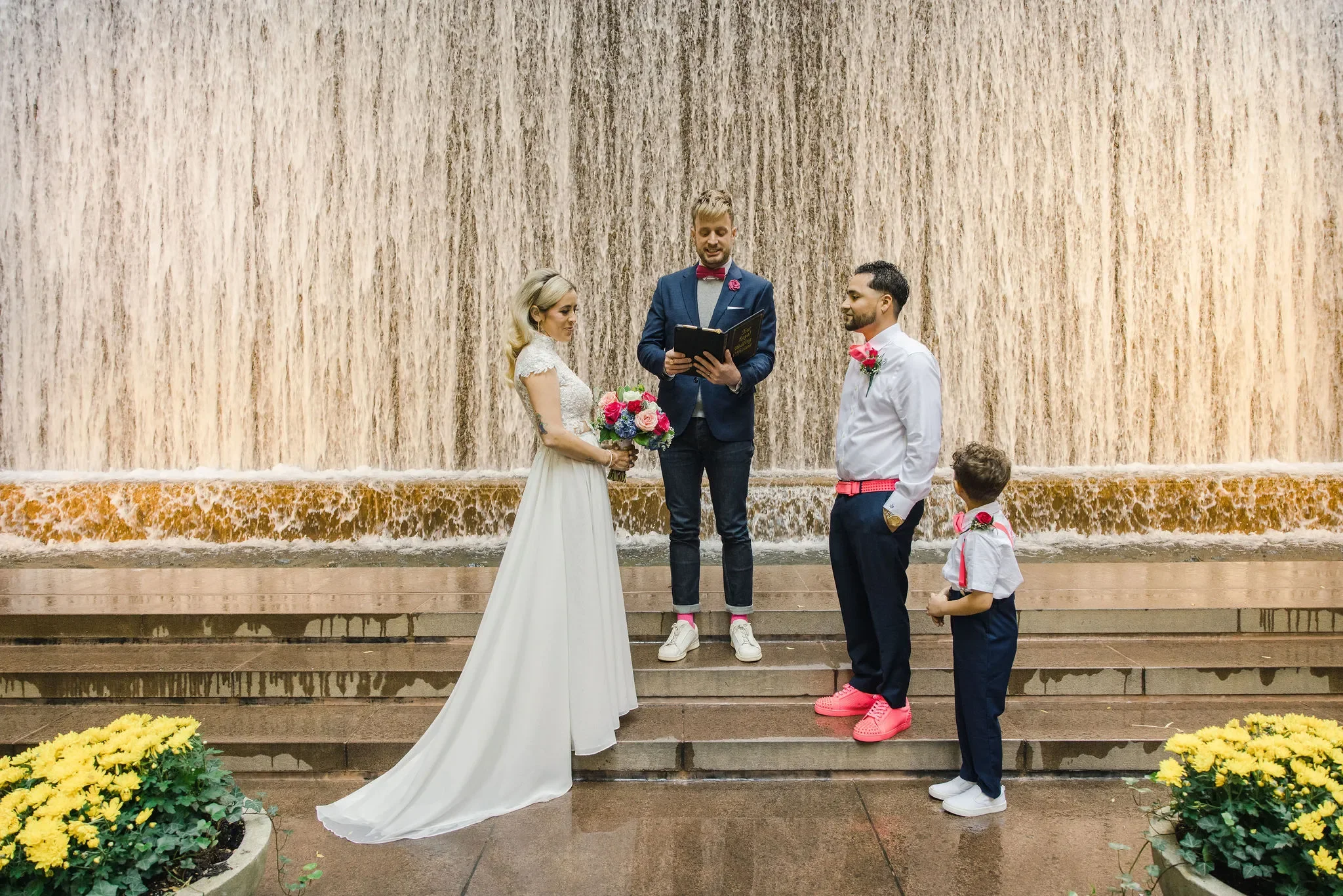 NYC officiant performing a wedding ceremony for a couple