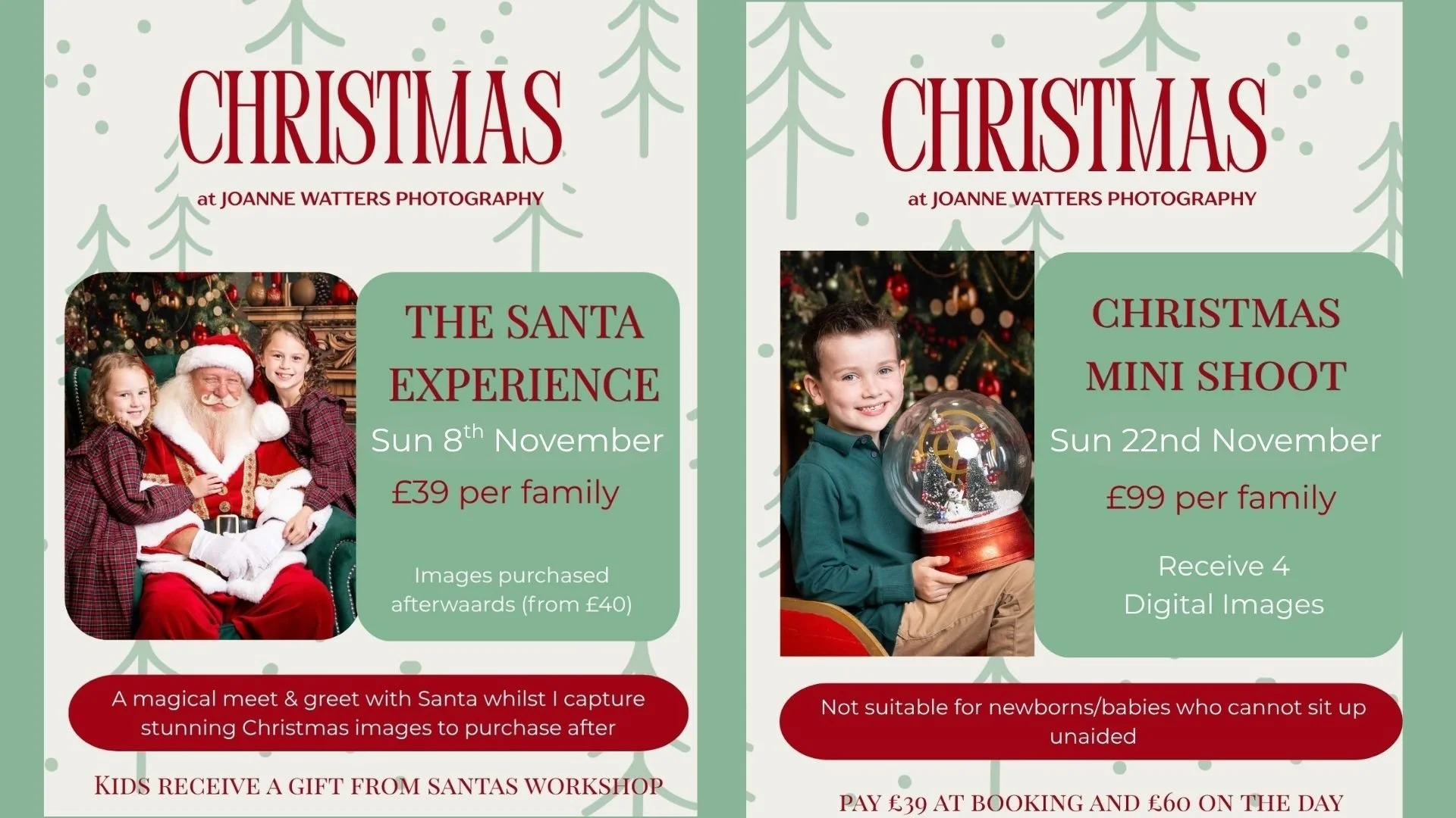 Choice of two Christmas Mini Shoots at Joanne Watters Photography. Firstly my Santa Experience and then my traditional Christmas Mini Shoot without Santa