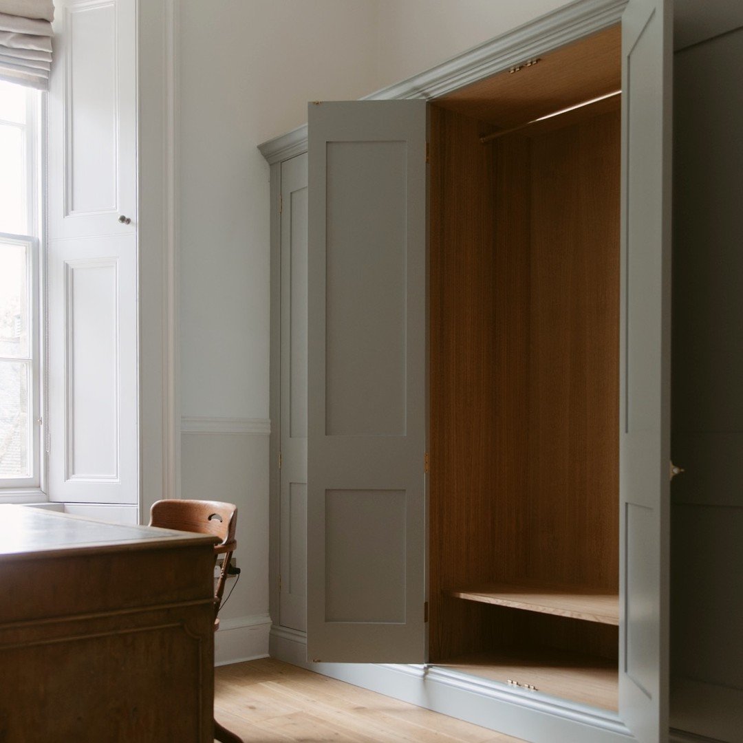 Take a look inside to see our warm oak veneer interiors, contrasting beautifully with the painted doors.  The colour here is 'Light Blue' by Farrow &amp; Ball, with brass ironmongery.

Send us the dimensions of your space to receive a tailored quote 